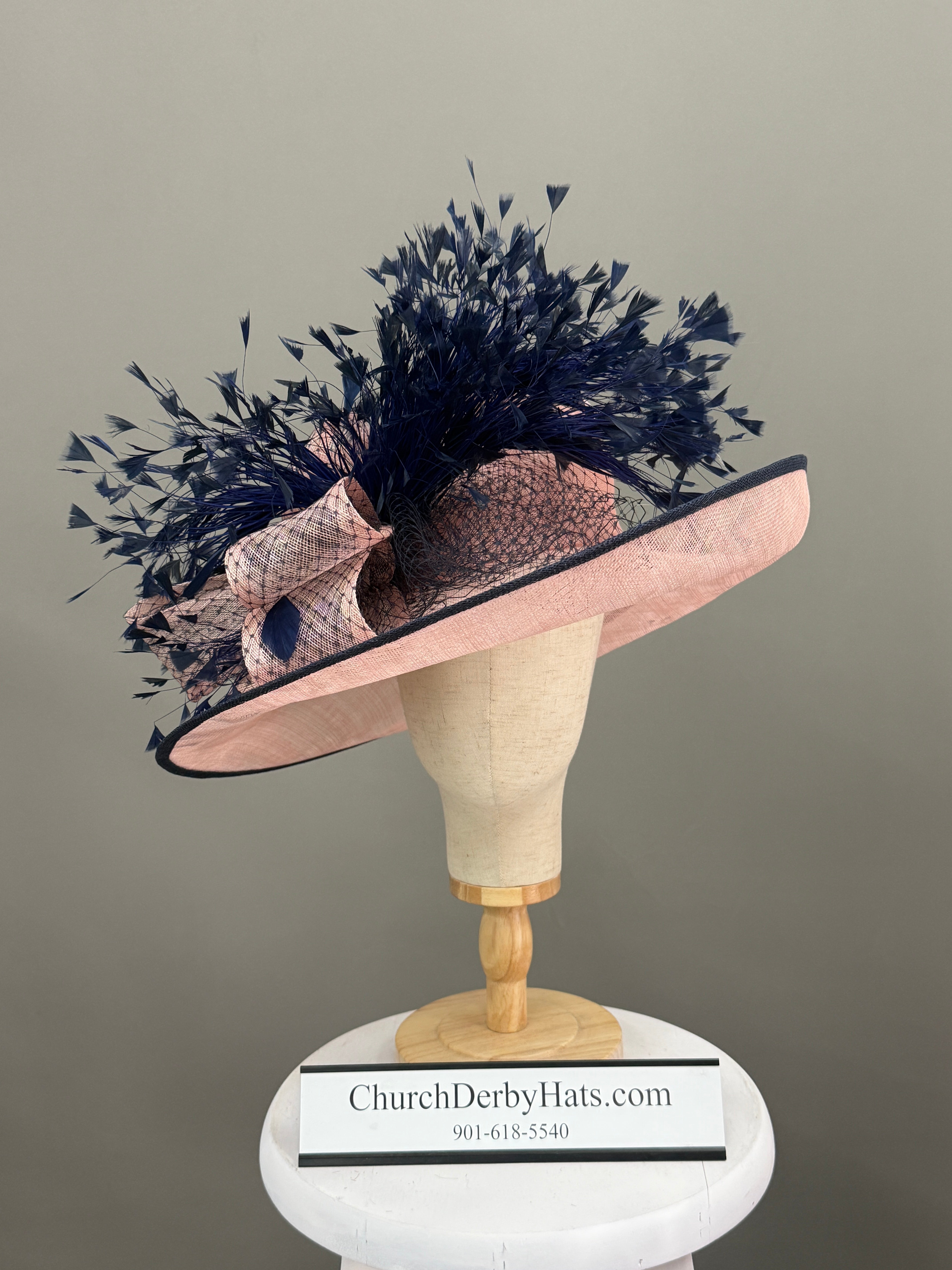Luxury Blush Navy - Kentucky Derby Hat