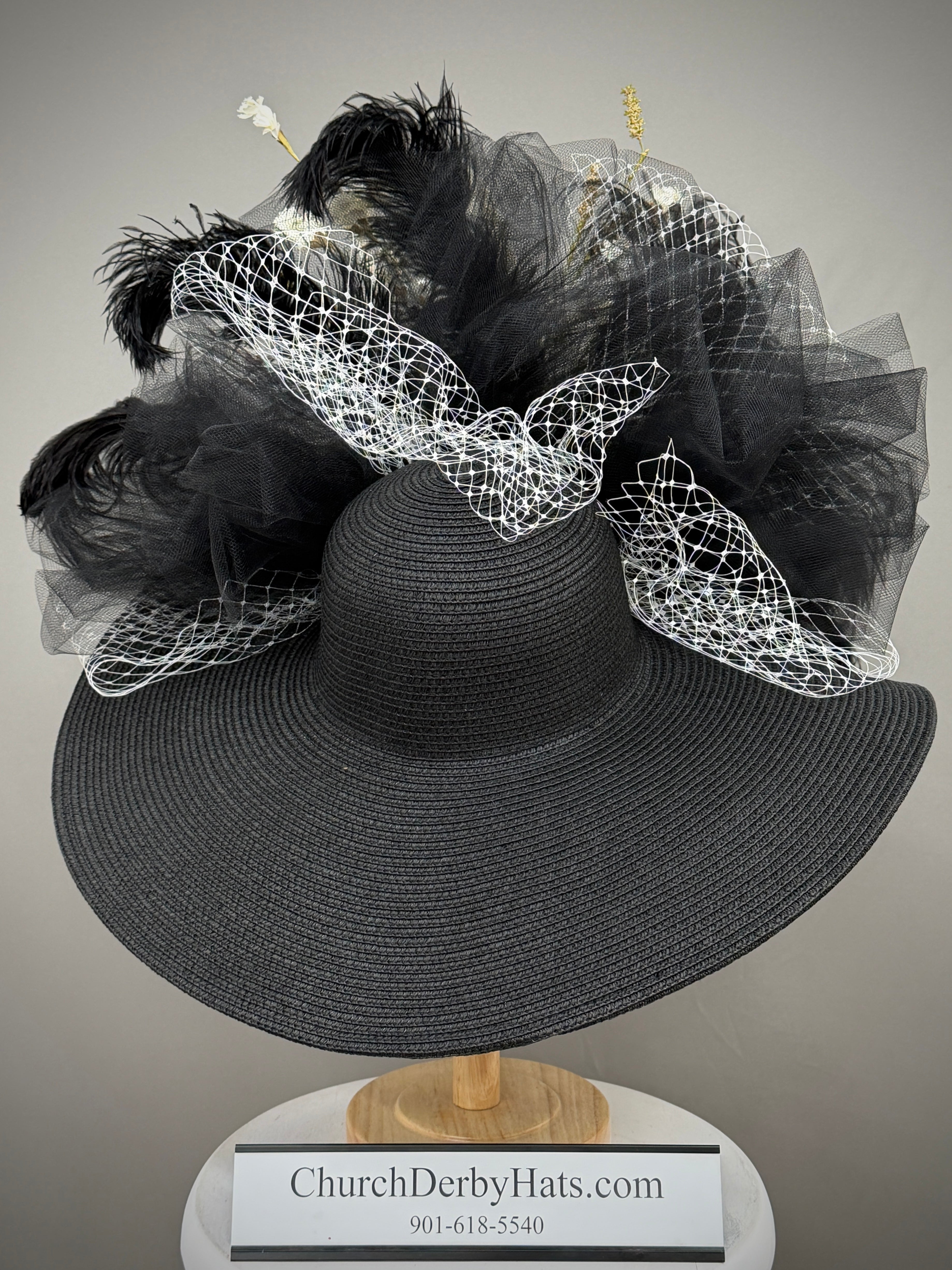 Tiana Black Ivory - Church Derby Hat
