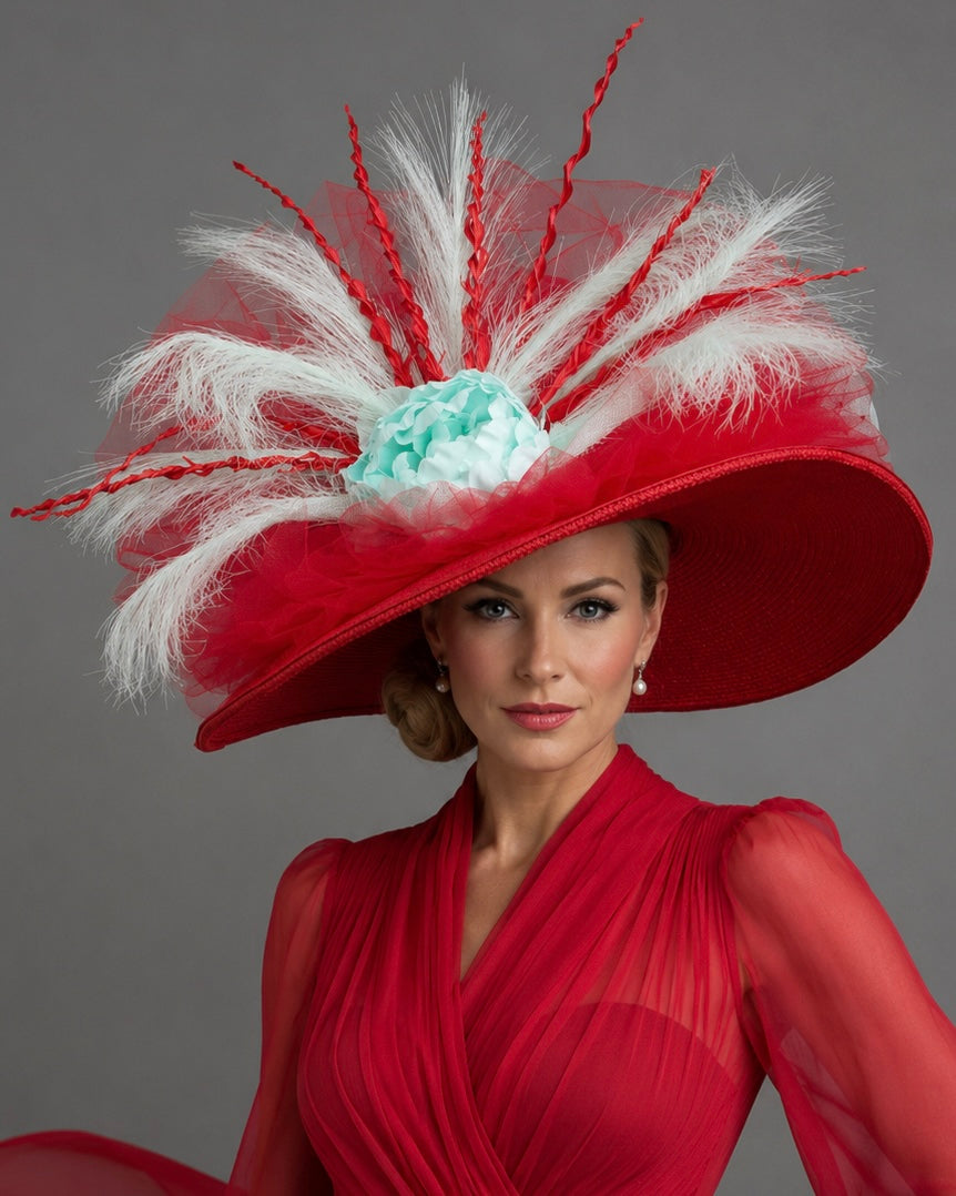 Geenie Red Blue - Kentucky Derby Hat