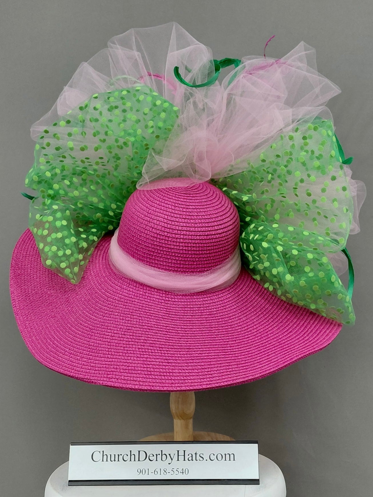 Bethany Pink Green - Kentucky Derby Hat