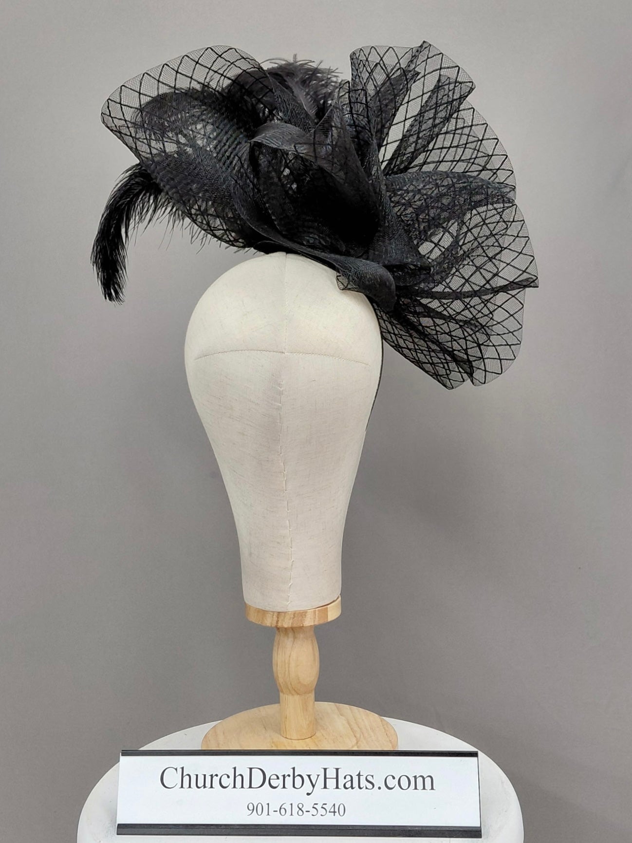 Noir Black Fascinator on Headband