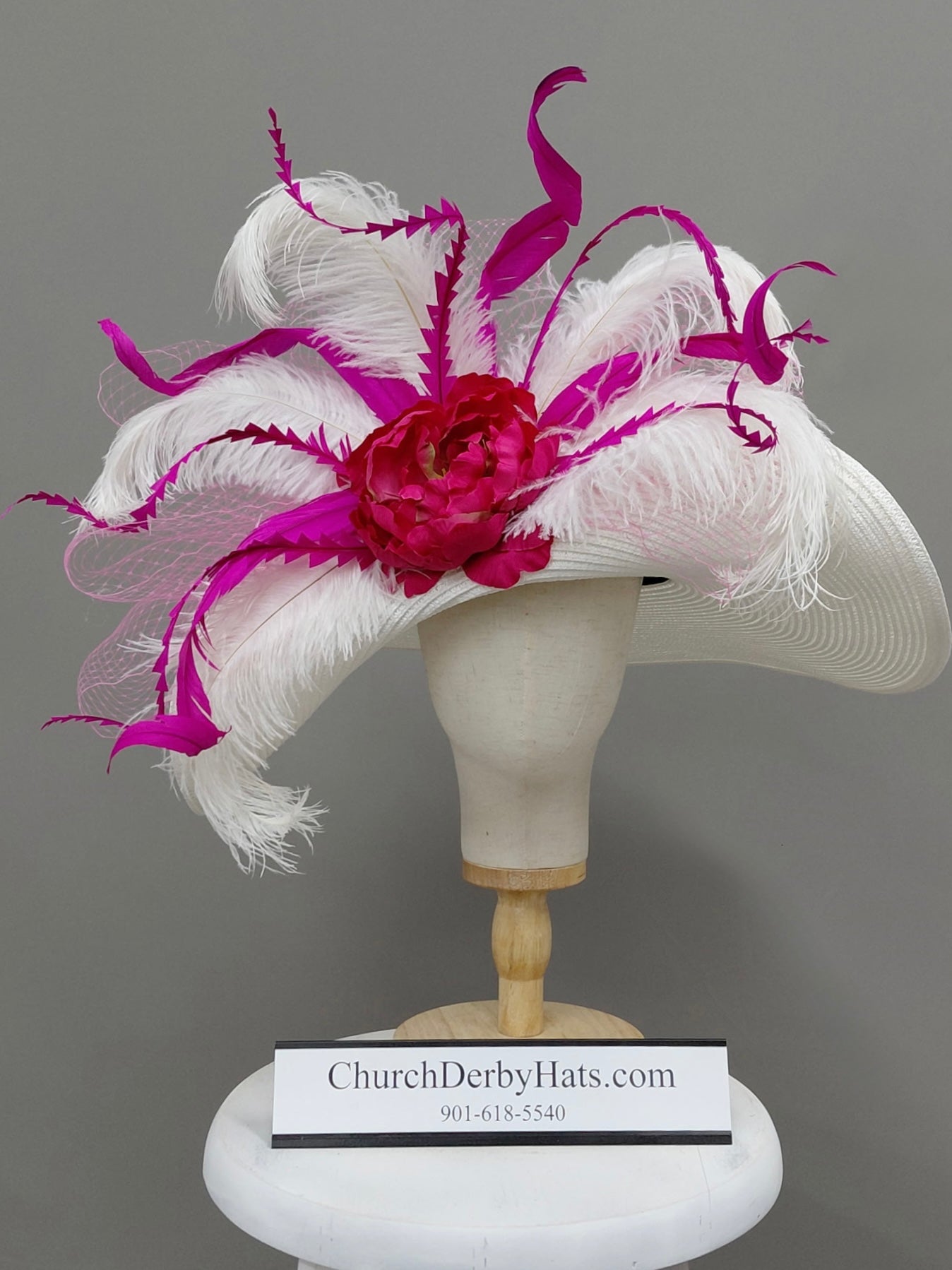 Halo - Pink White Kentucky Derby Hat