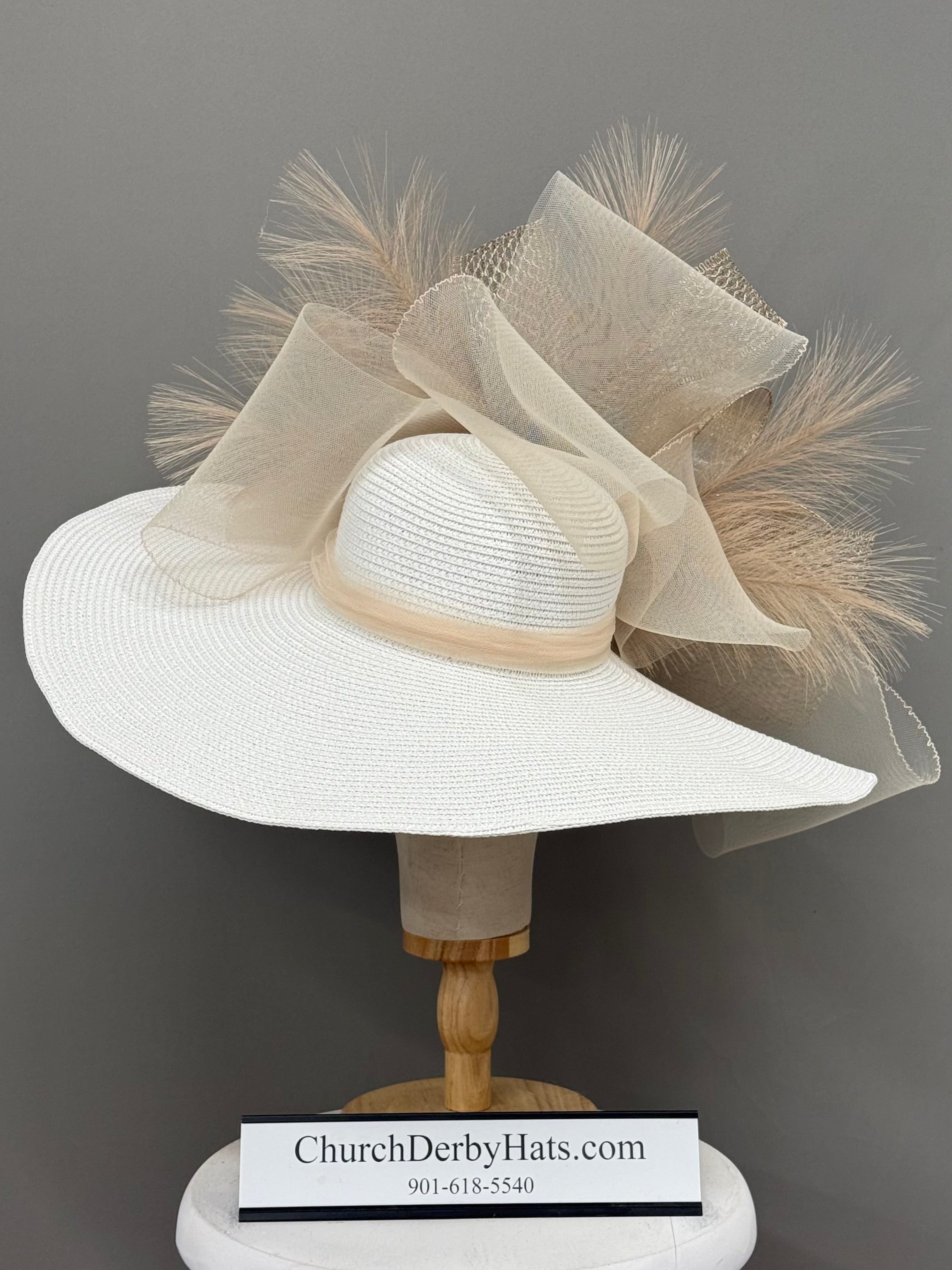 California Champagne White Gold  - Kentucky Derby Hat