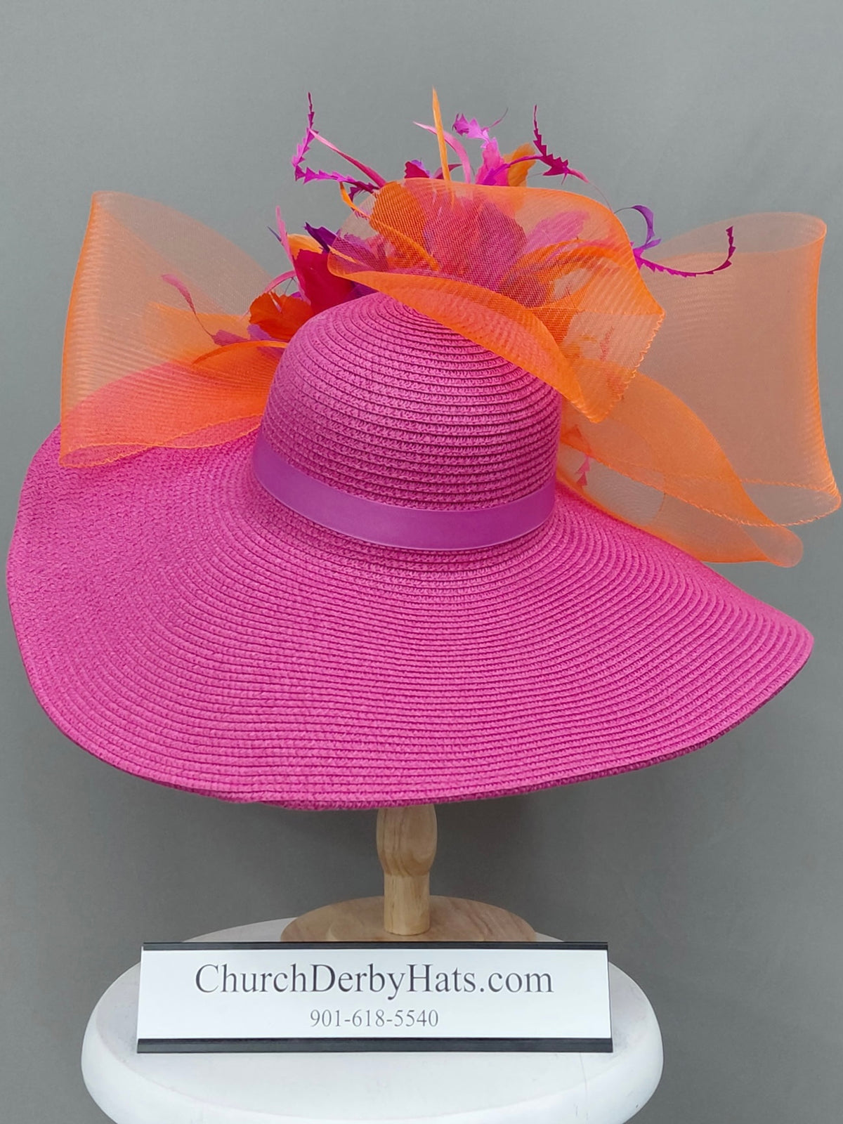 Starburst - Orange Fuchsia Kentucky Derby Hat