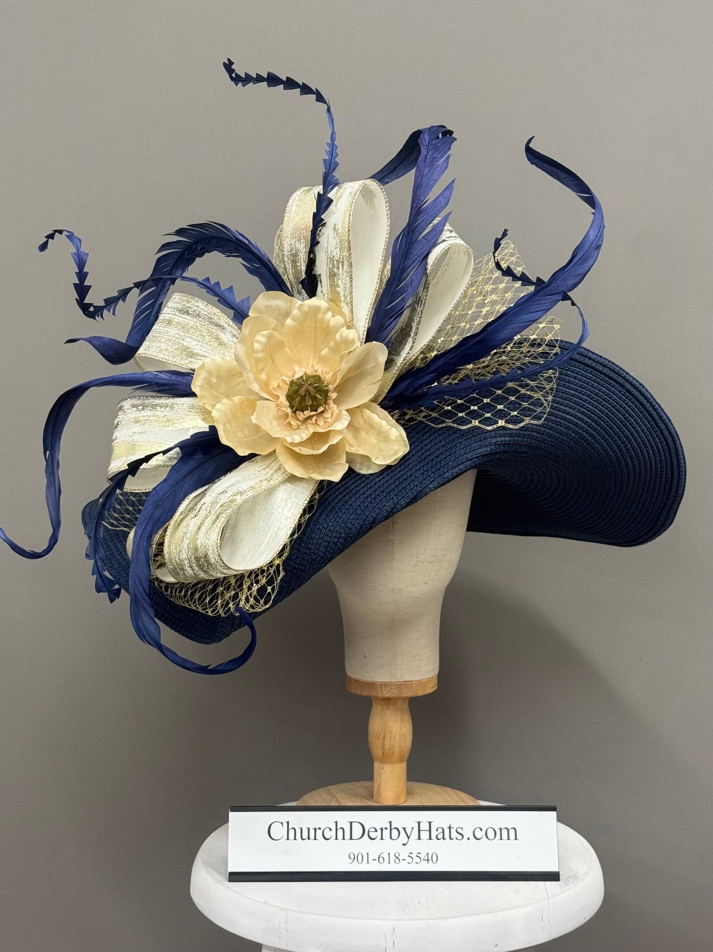 Ieena Navy Gold - Kentucky Derby Hat