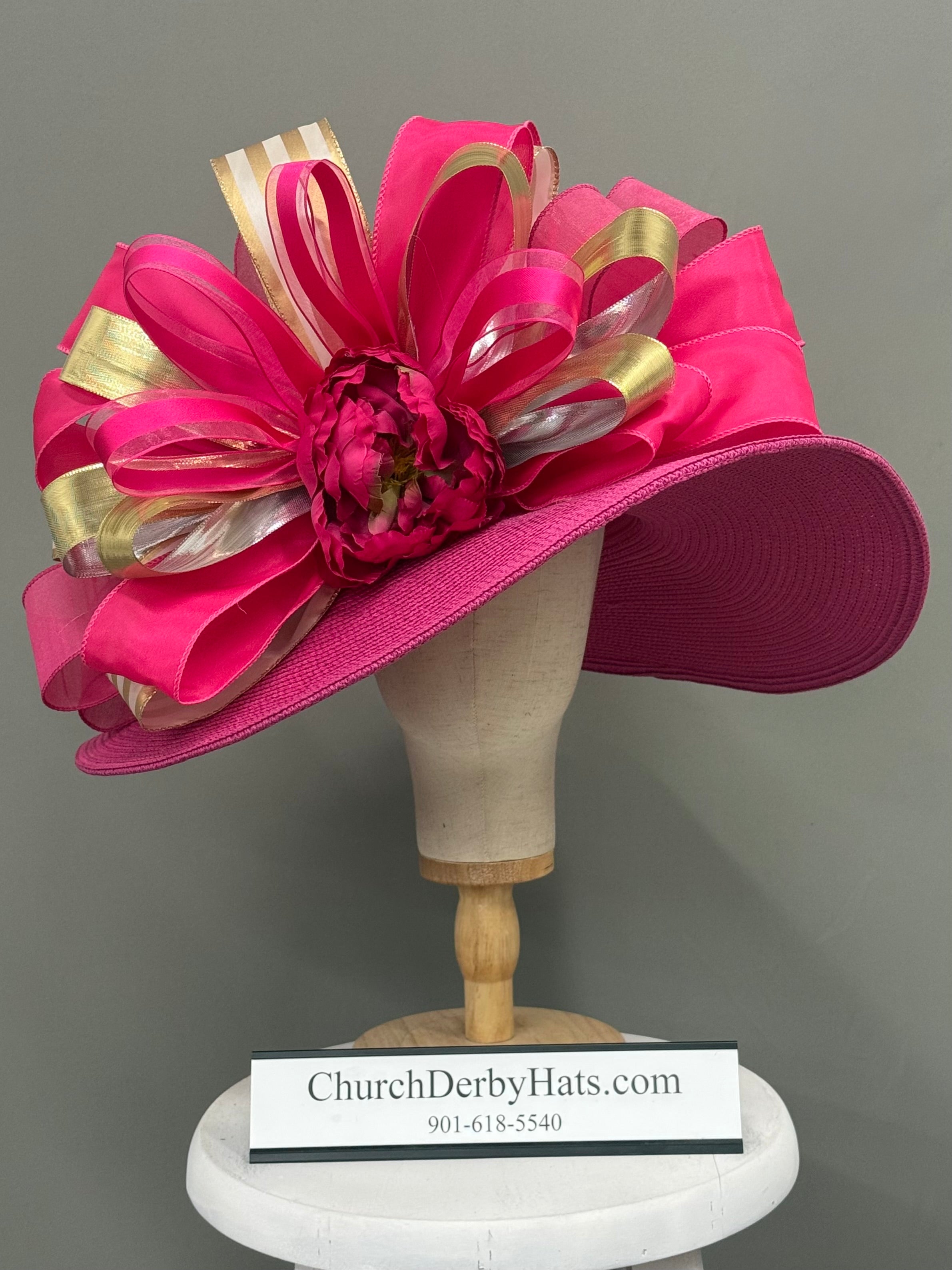 Rachel Pink Gold - Kentucky Derby Hat - Church Hat