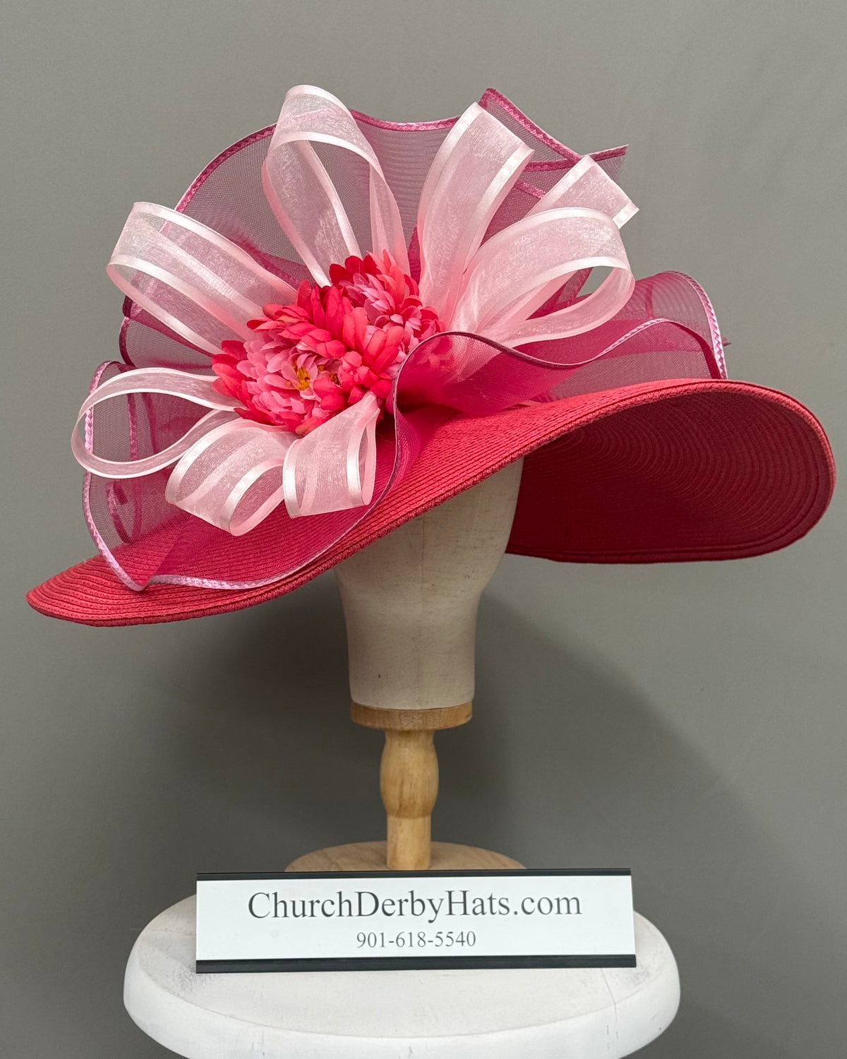 Heather Red Pink - Kentucky Derby Hat - Church Hat