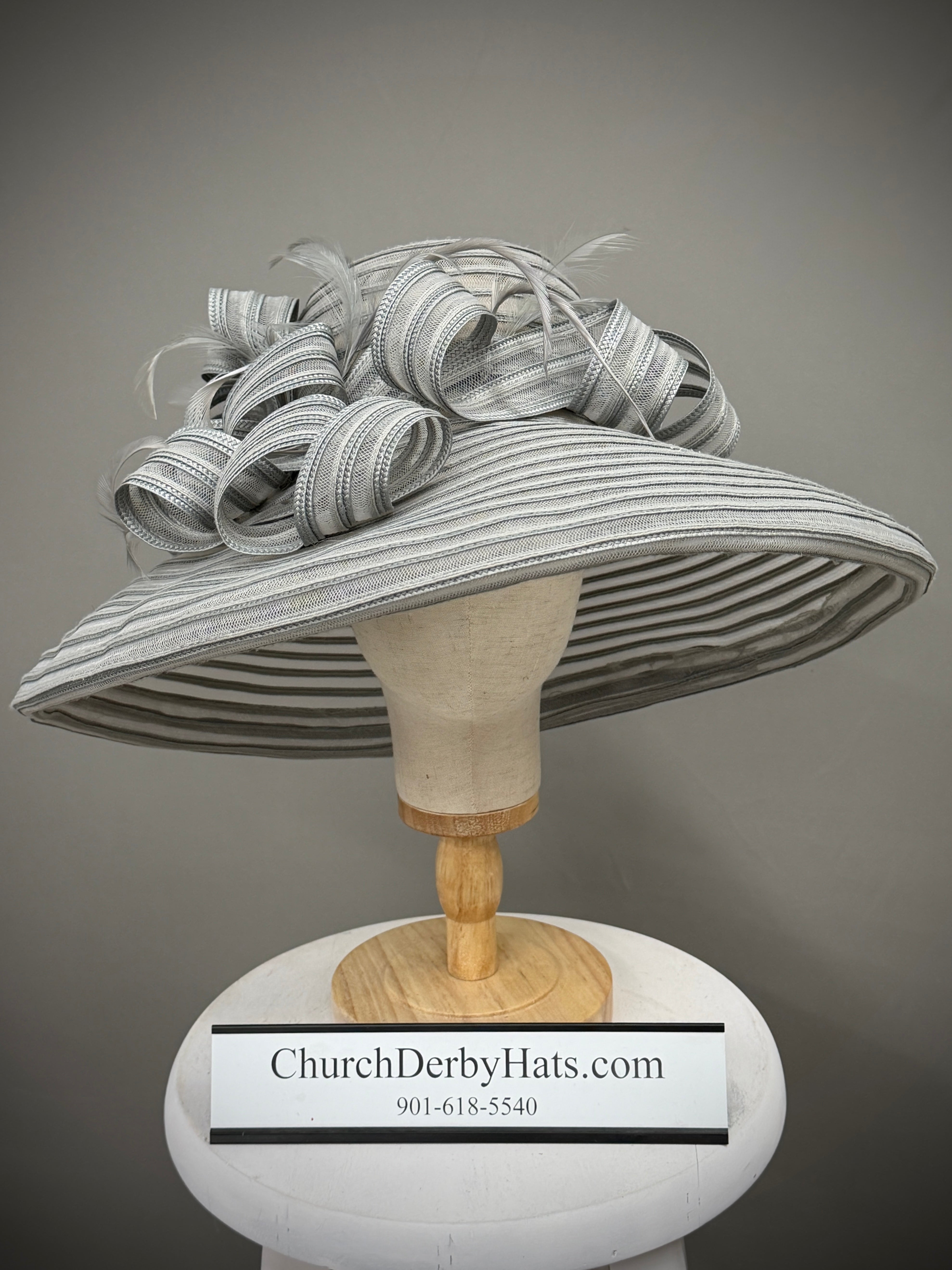 Gray Lampshade Horsehair Wide Brim Hat