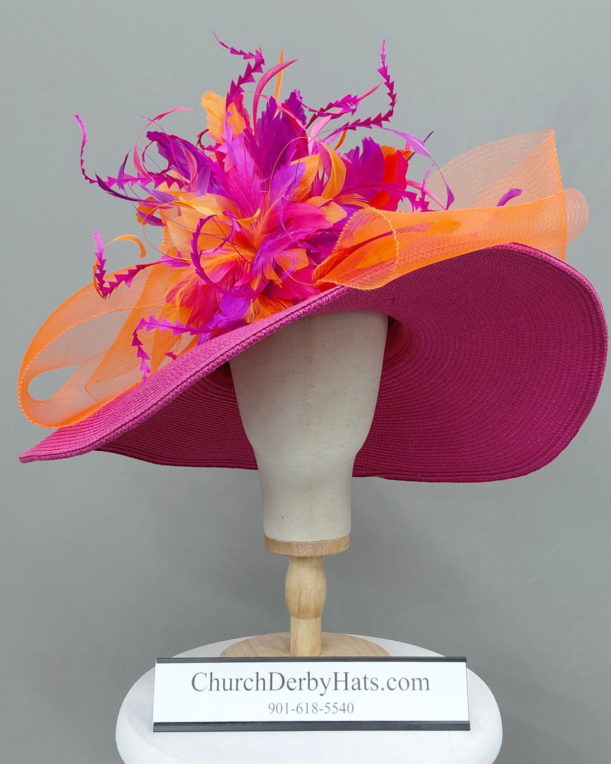 Starburst - Orange Fuchsia Kentucky Derby Hat