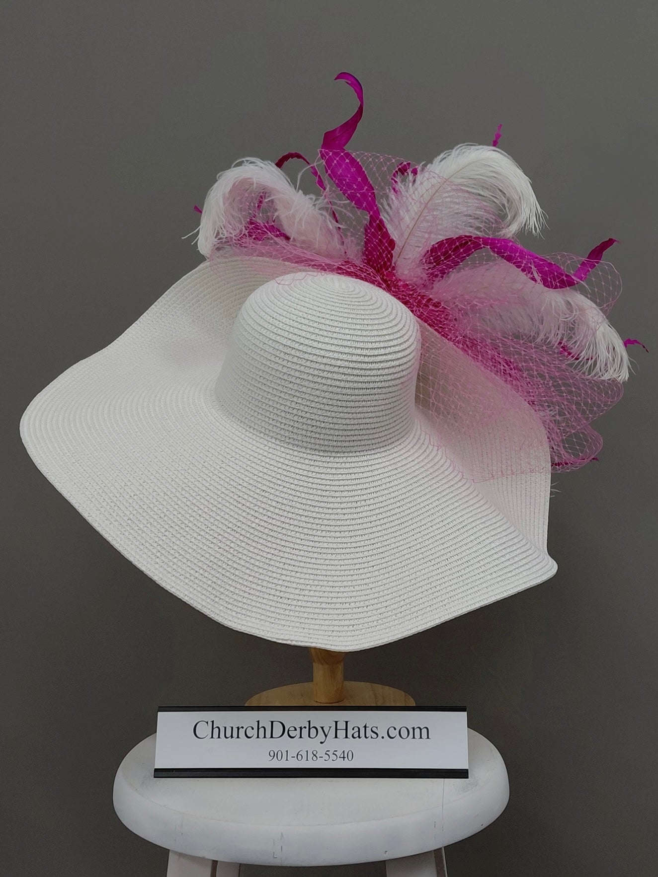 Halo - Pink White Kentucky Derby Hat