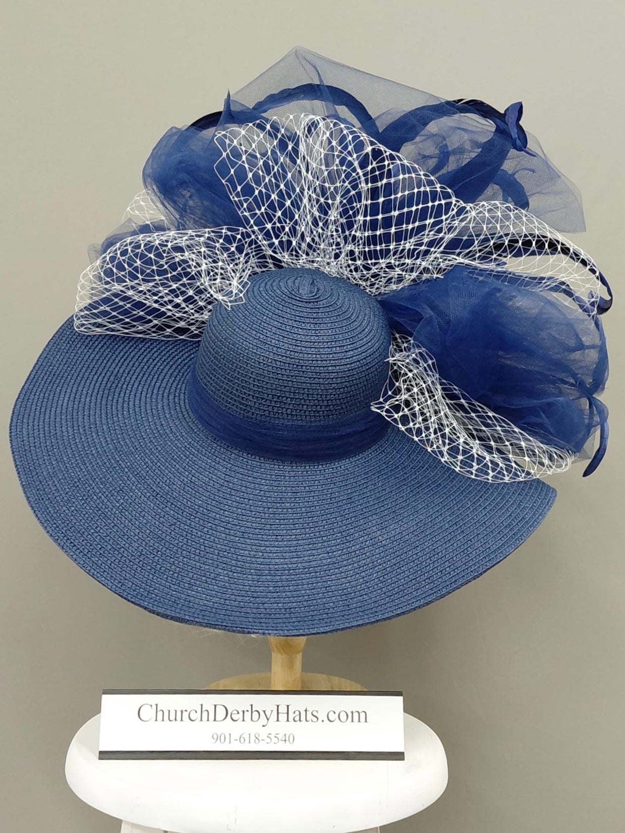 Navy Blue Kentucky Derby Hat - Church Hat