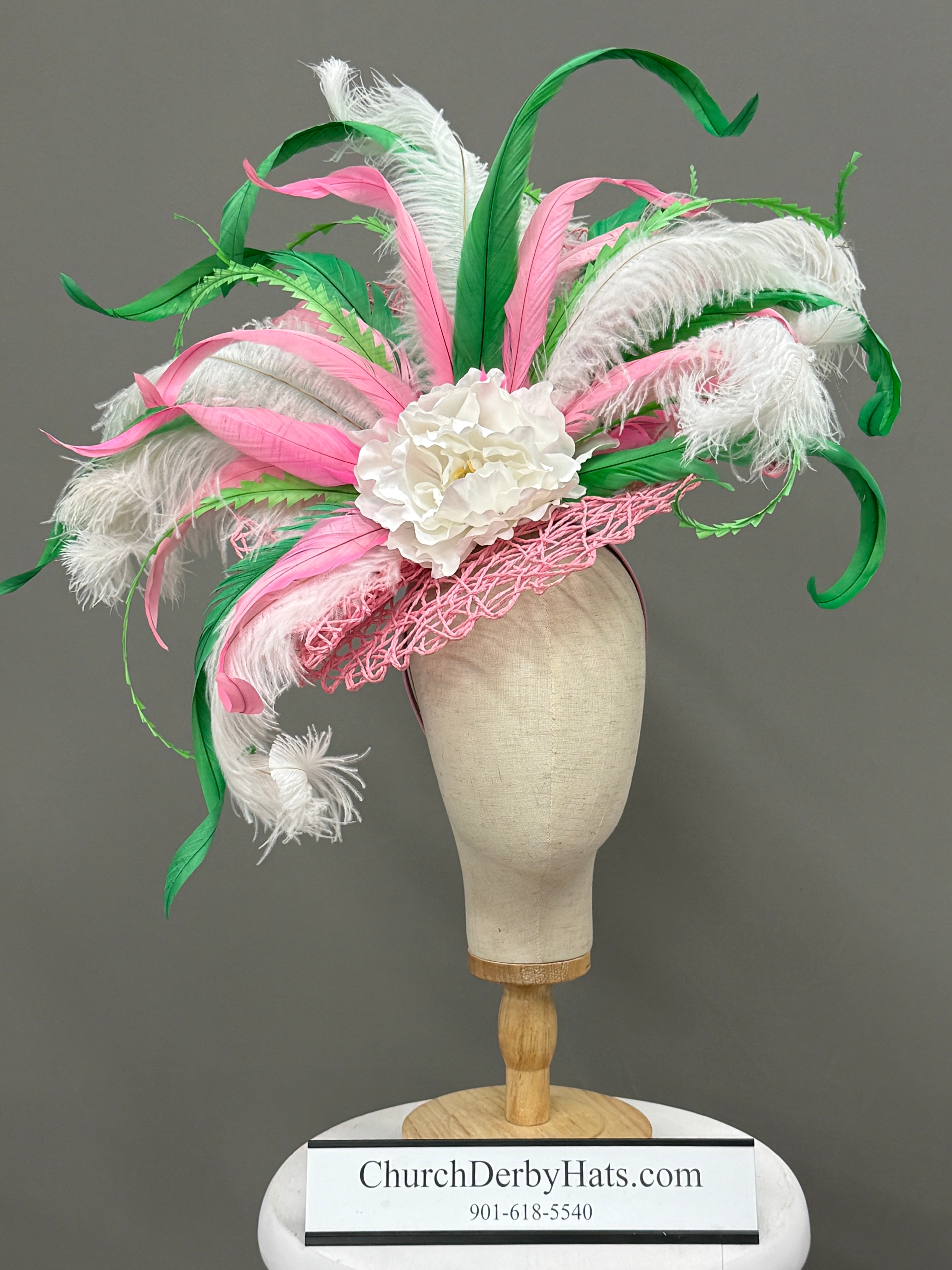 Sabrina Pink Green - Kentucky Derby Hat