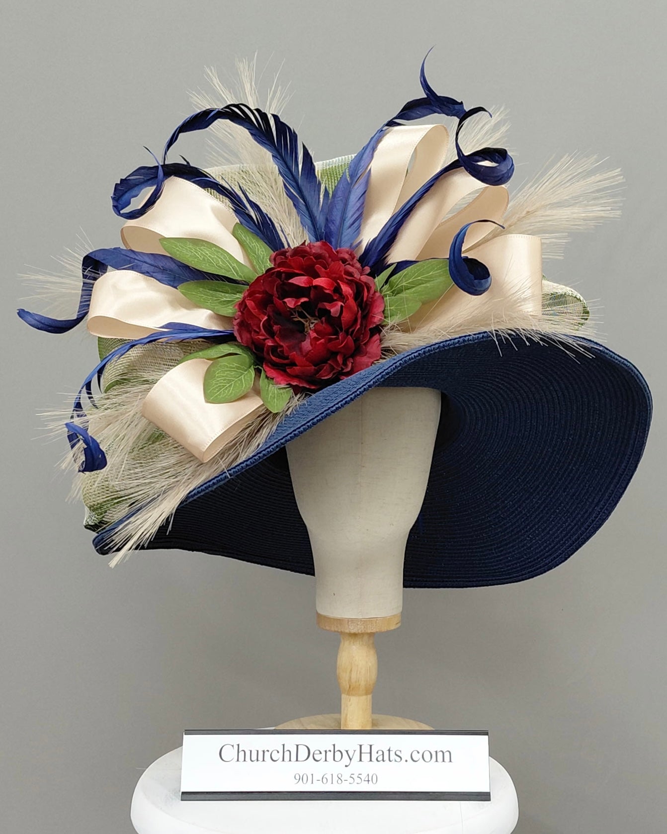 Jerra Navy Blue - Kentucky Derby Hat - Church Hat