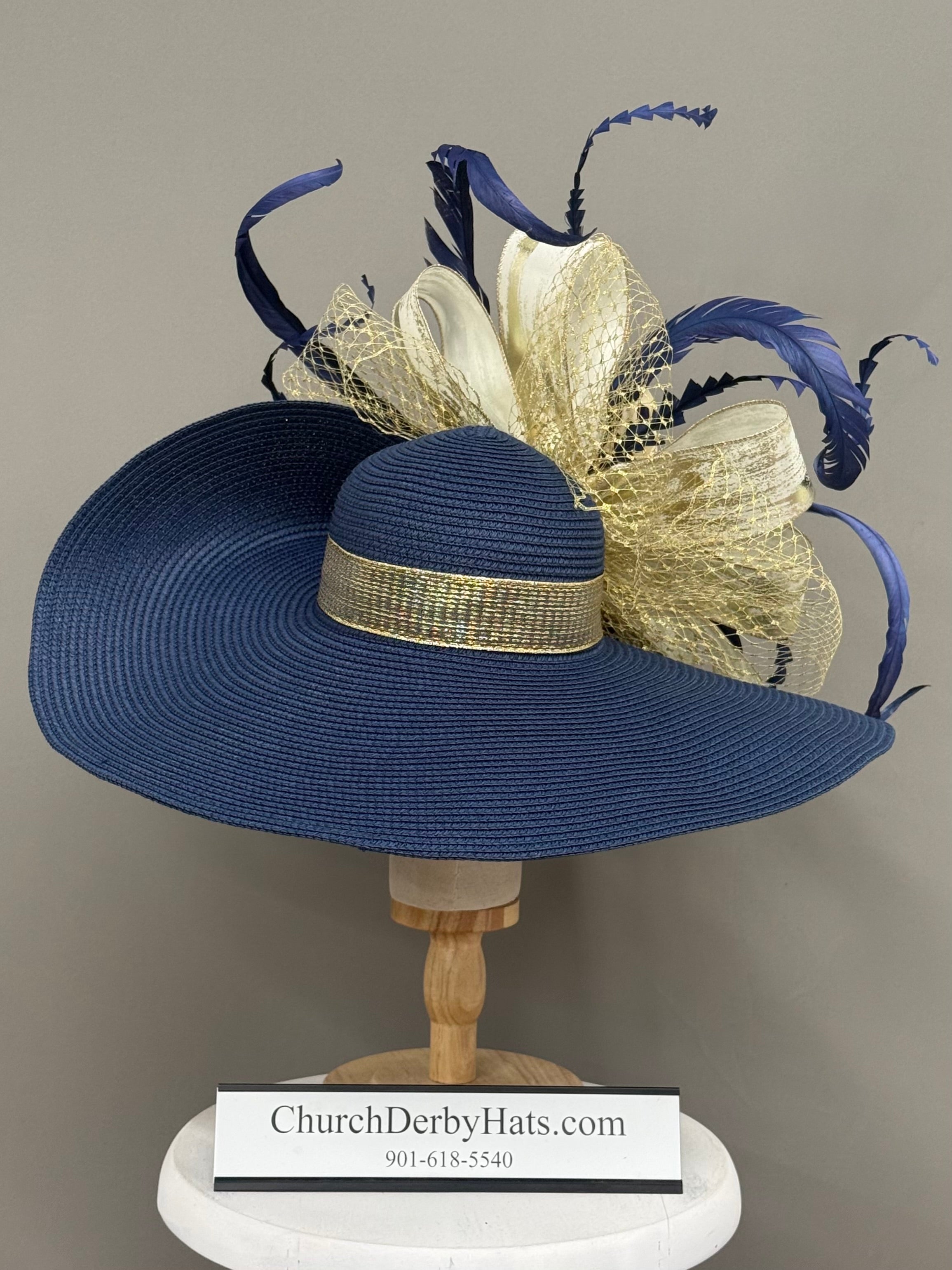 Ieena Navy Gold - Kentucky Derby Hat