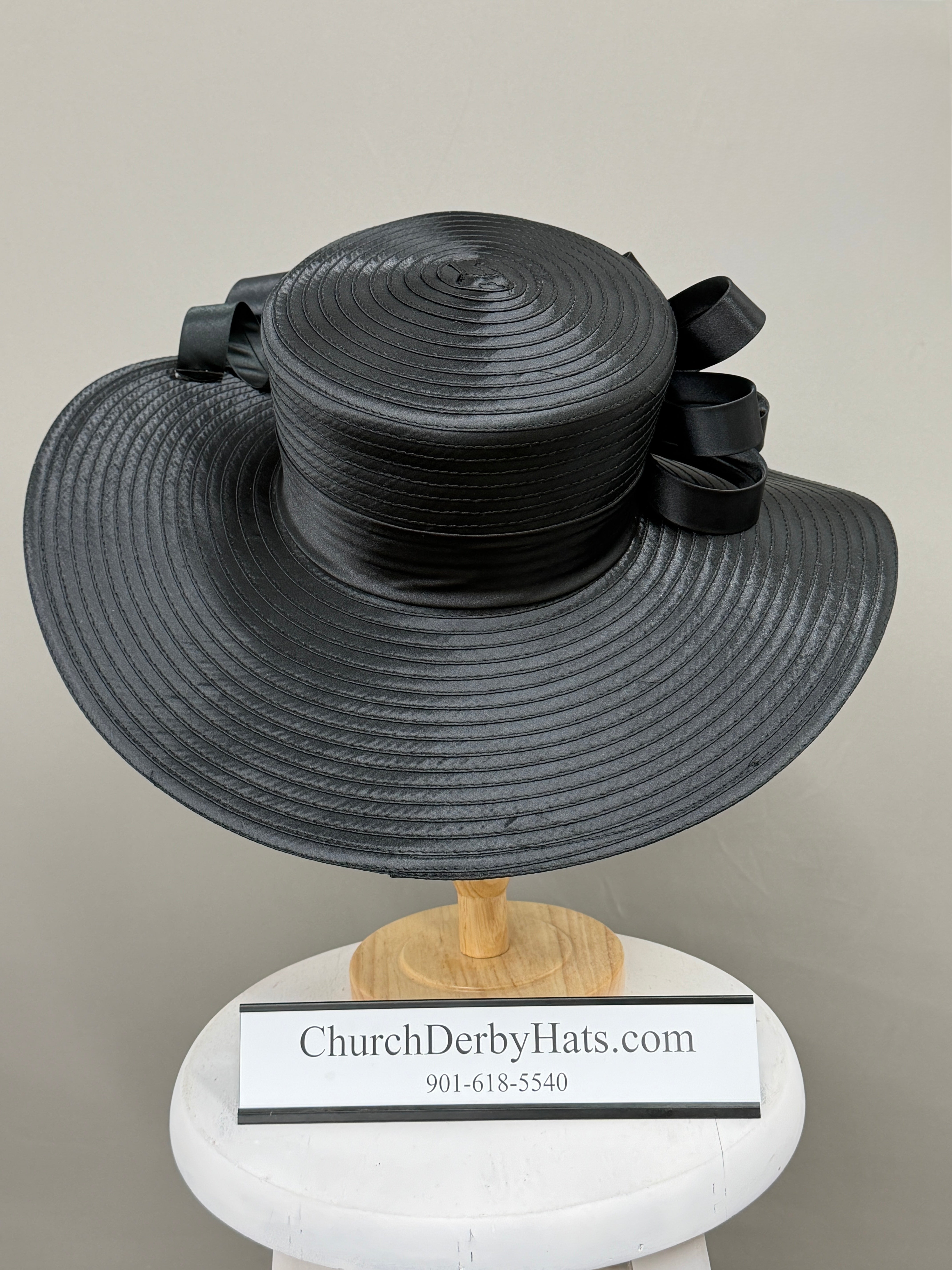 Black Satin Ribbon - Church Hat