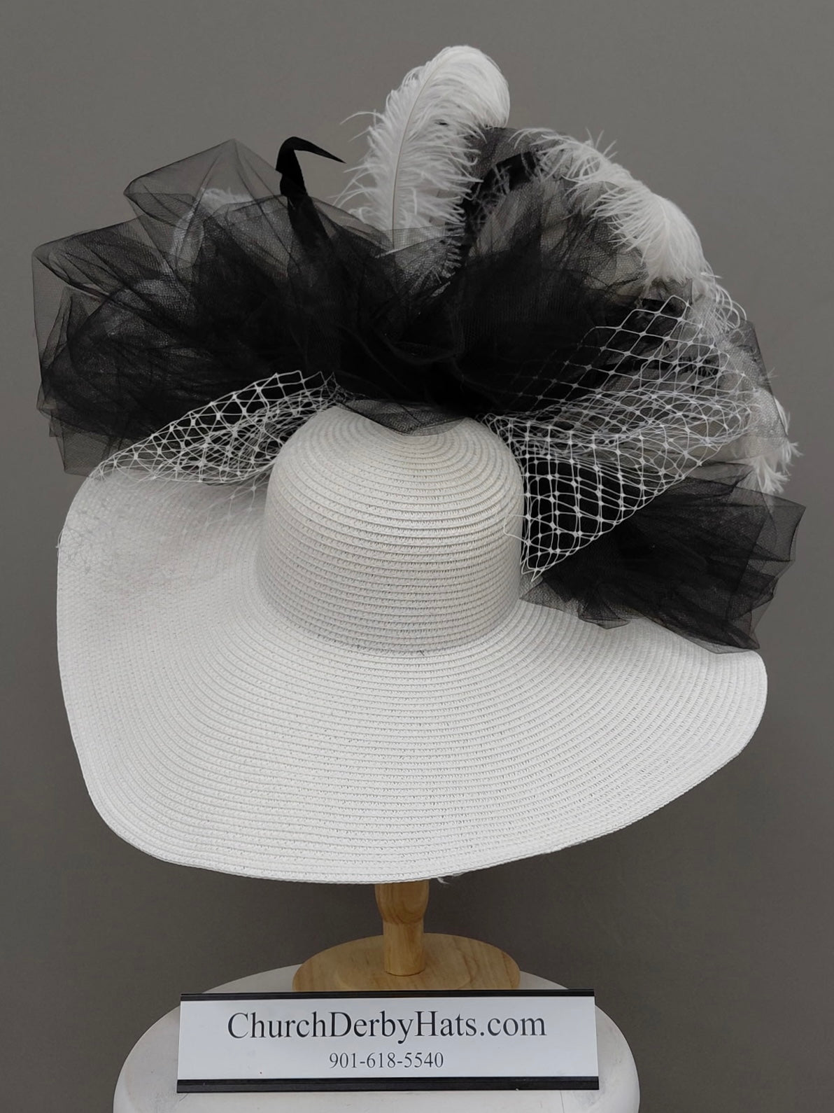 Clara White Black - Church Derby Hat
