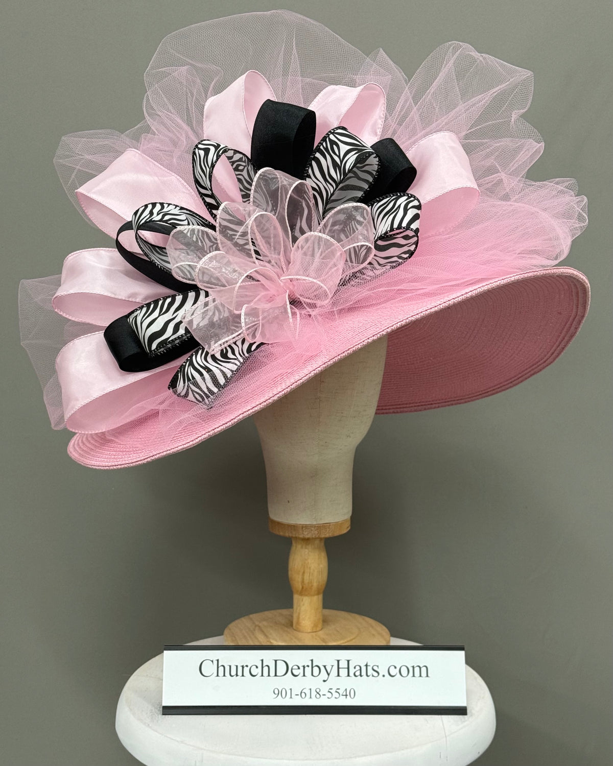 Charolette Pink Black - Kentucky Derby Hat