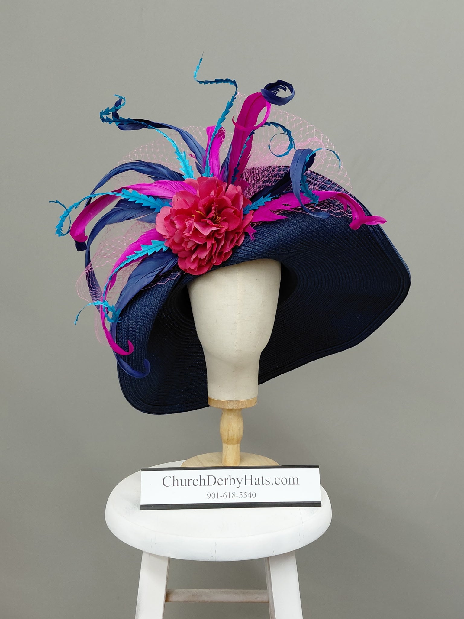 Millie Navy Blue - Kentucky Derby Hat - Church Hat