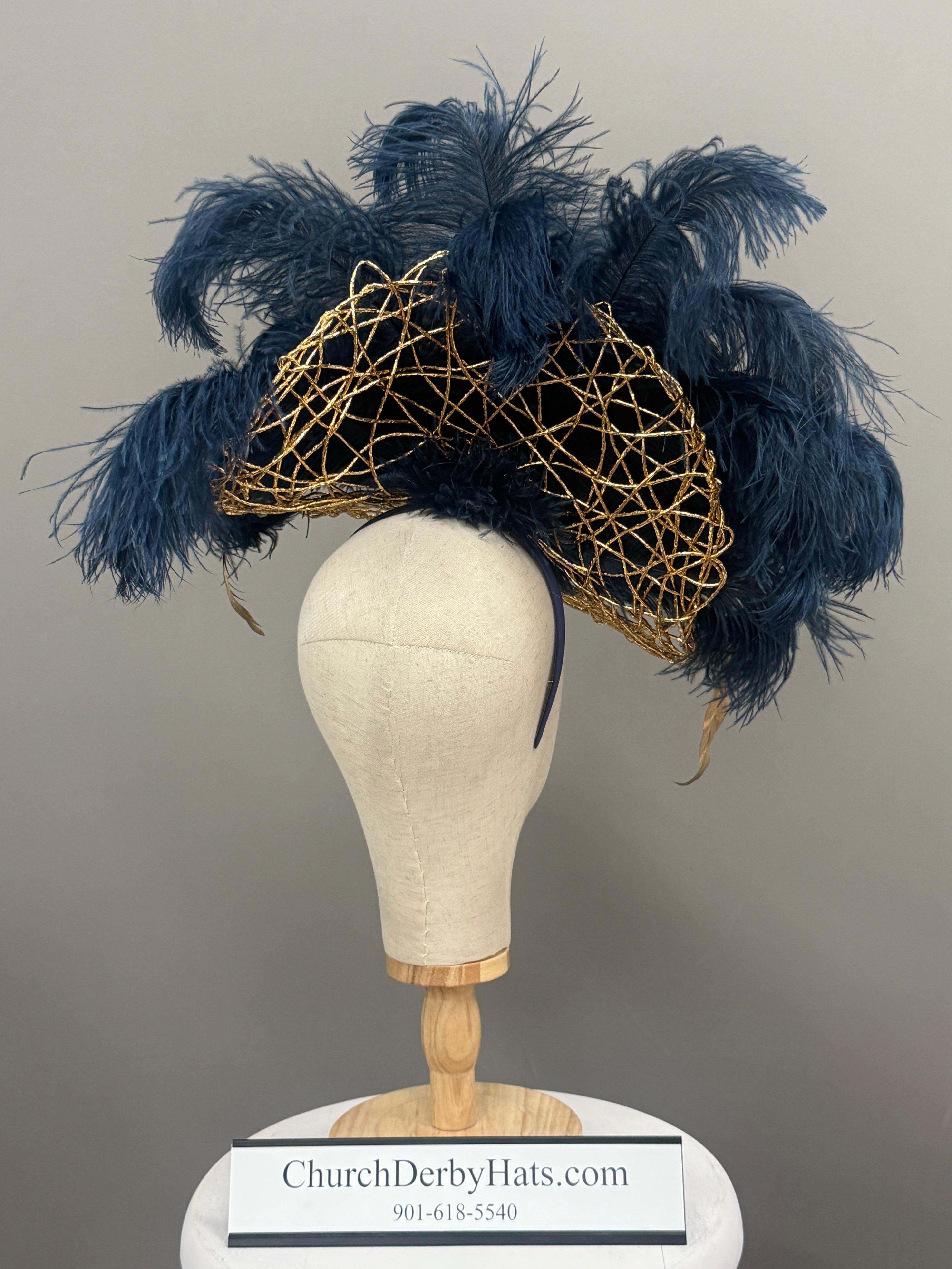 Anna Gold Navy - Kentucky Derby Hat