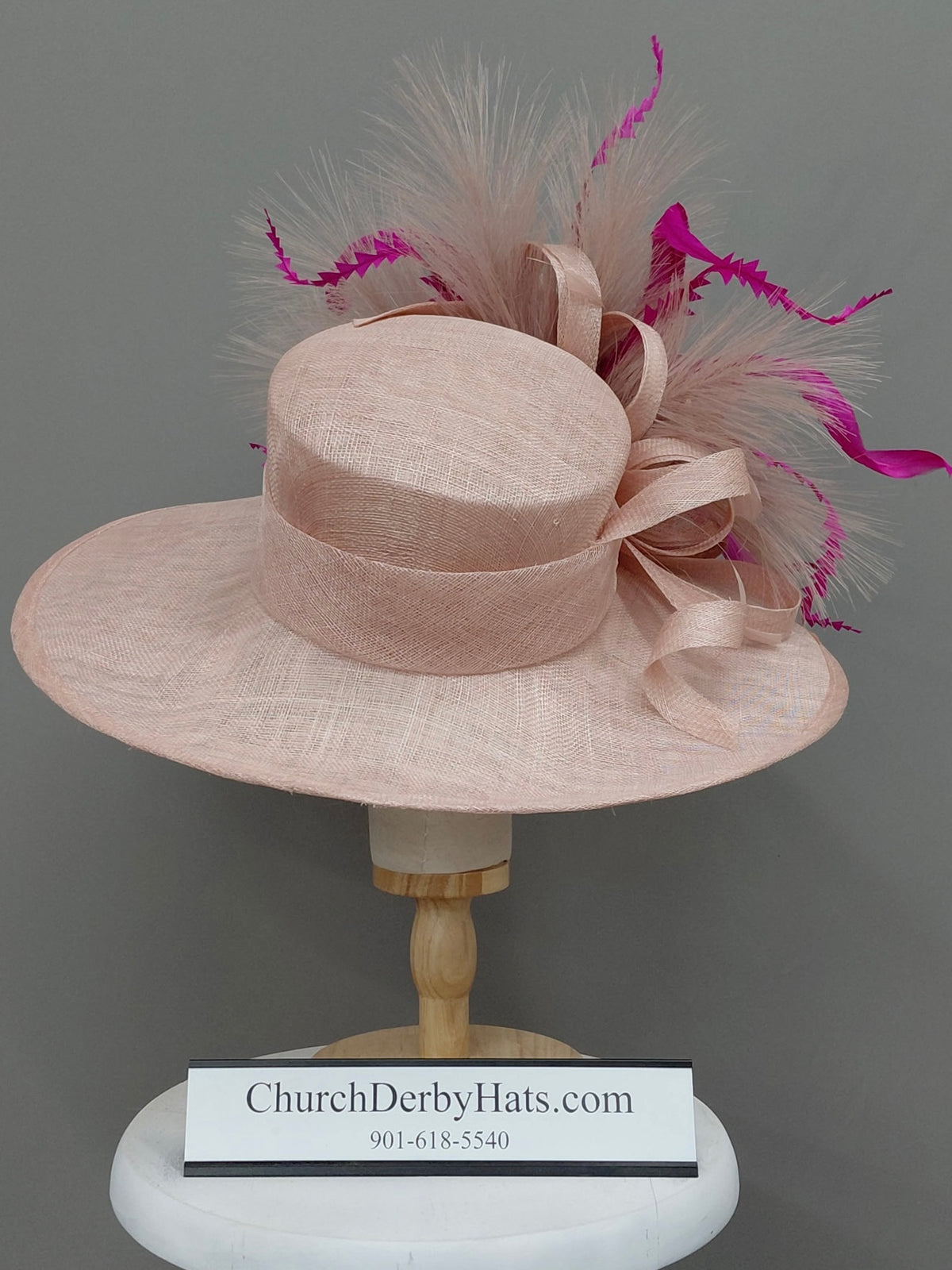Blush Fuchsia Sinamay - Kentucky Derby Hat