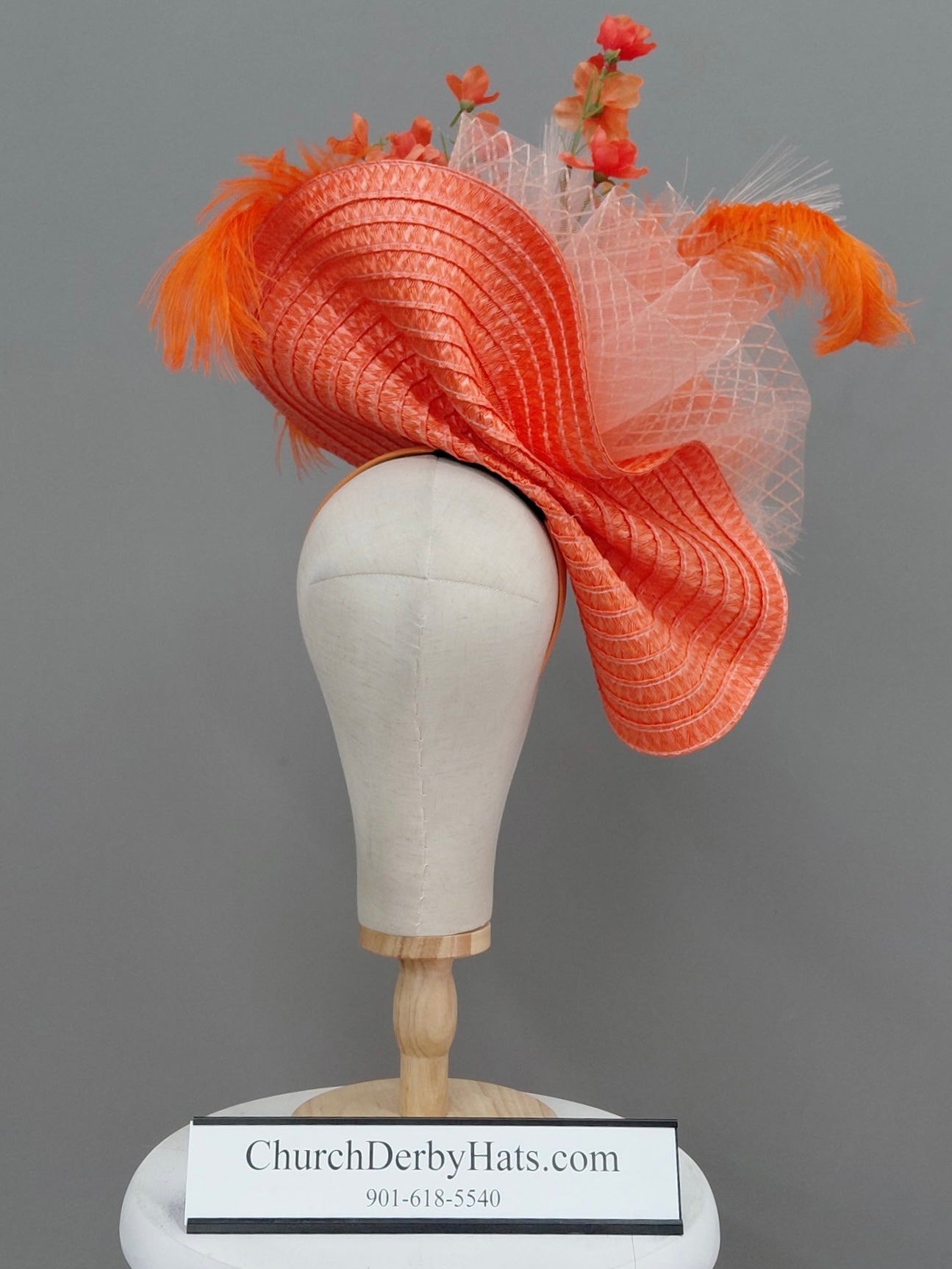 Ruth Orange - Fascinator on Headband - Kentucky Derby Hat