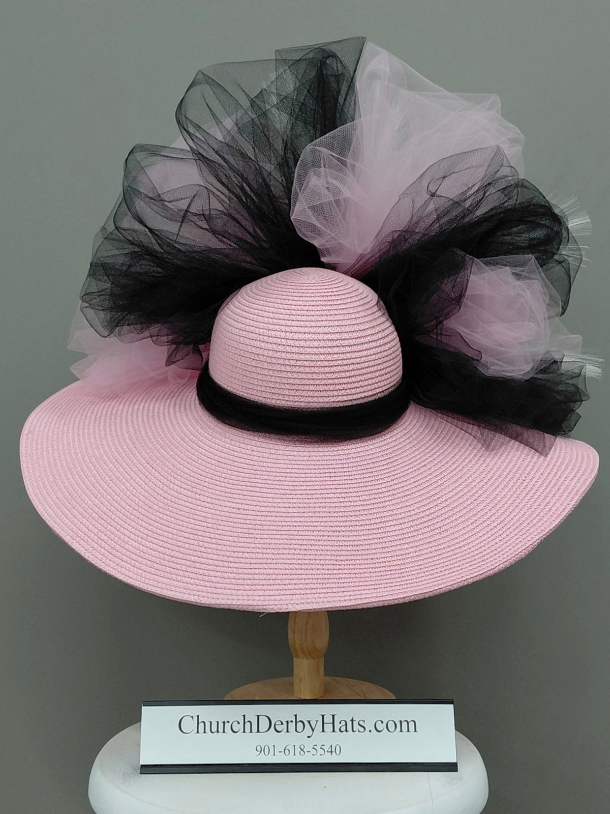 Tina Black White Pink - Kentucky Derby Hat