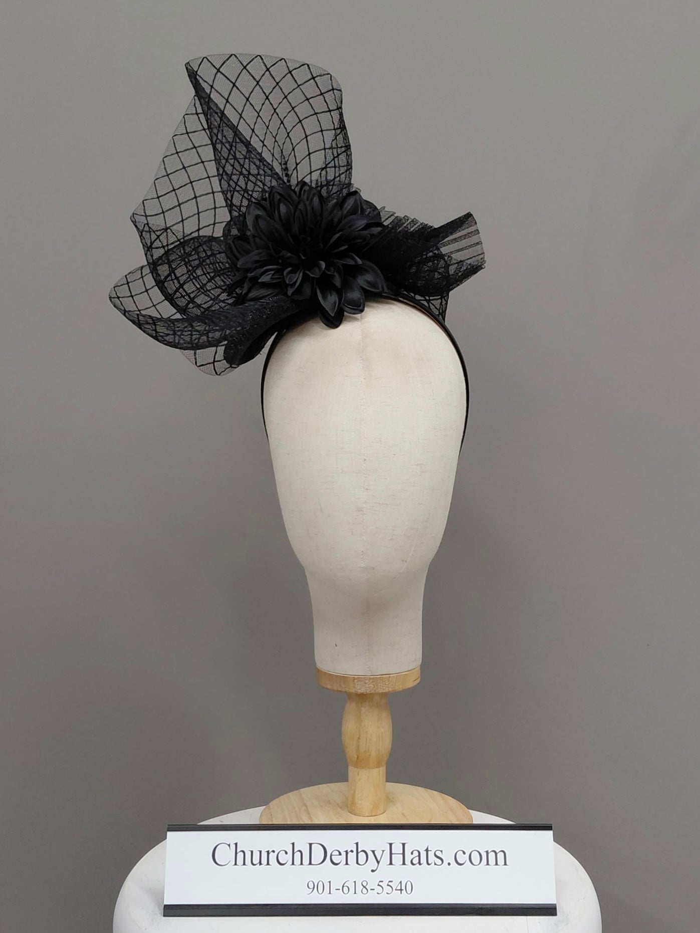 Black Fascinator on Headband - Kentucky Derby Hat