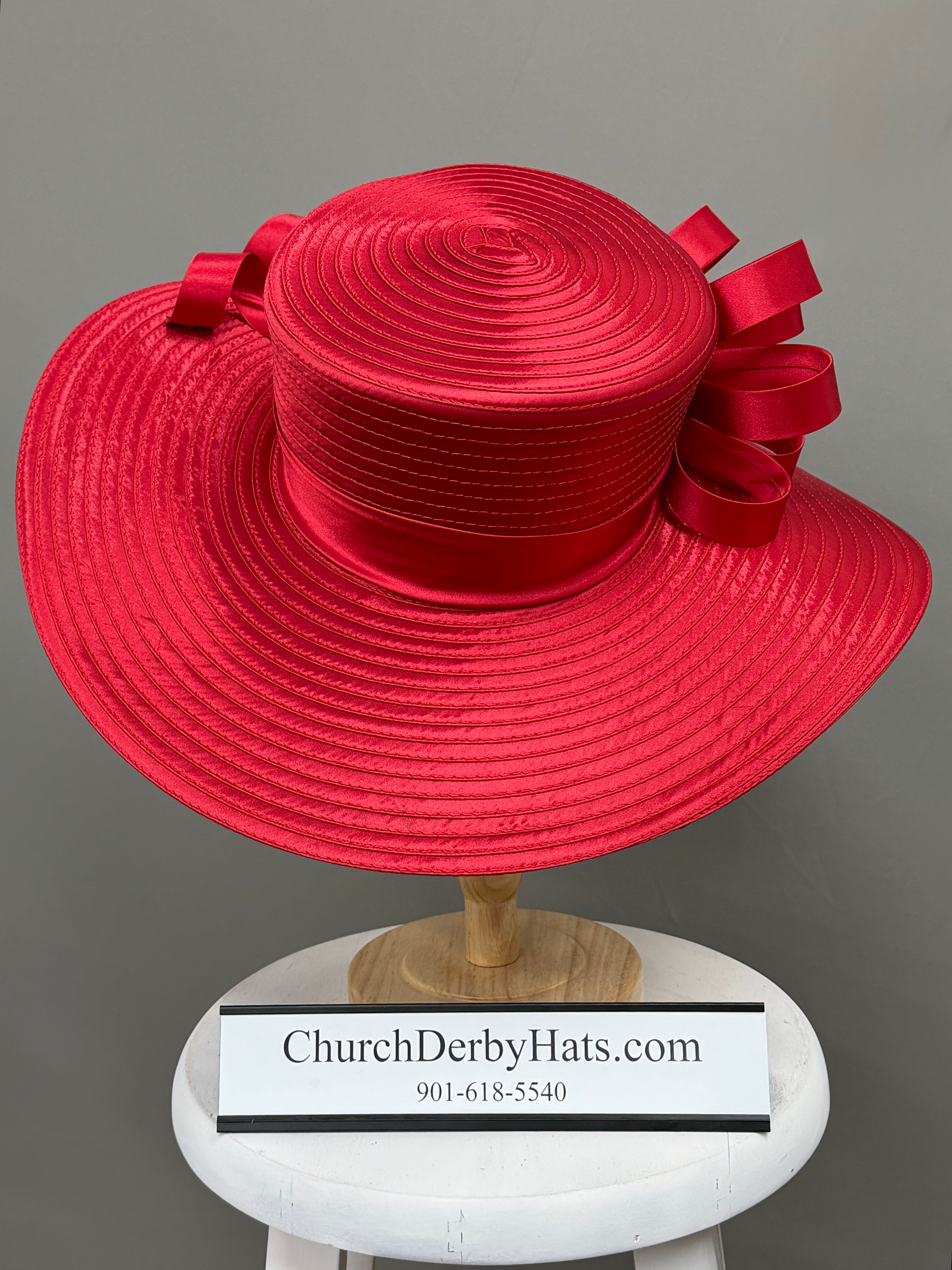 Red Satin Ribbon - Church Hat