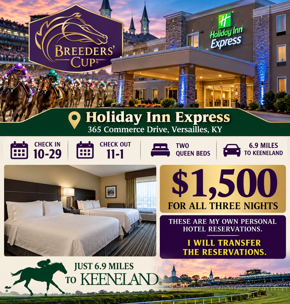 3 Nights Stay for Breeders Cup