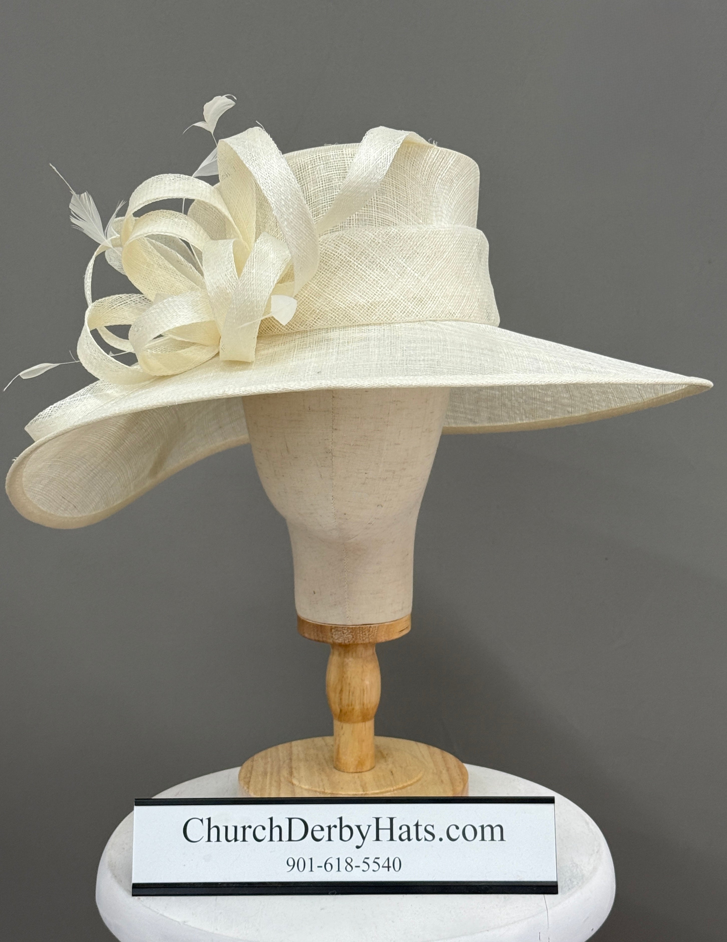 Bone Ivory Sinamay - Church Derby Hat