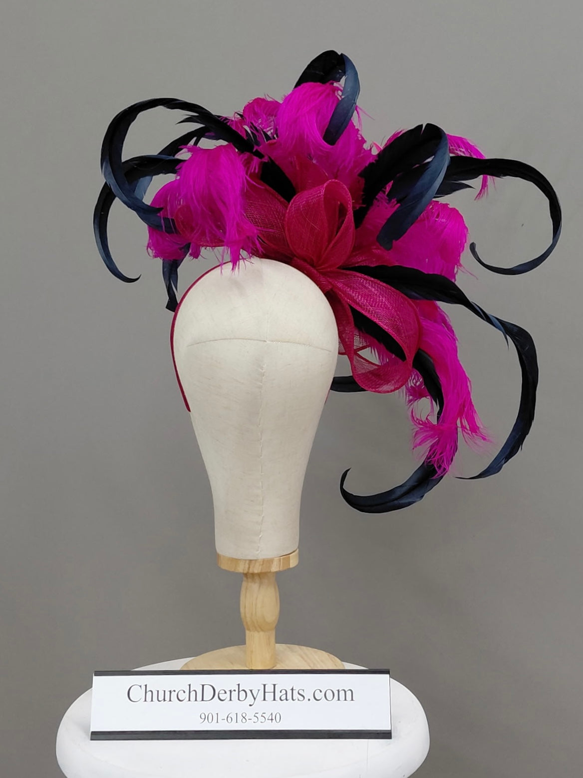 Patino Raspberry Navy Fuchsia - Church Derby Fascinator