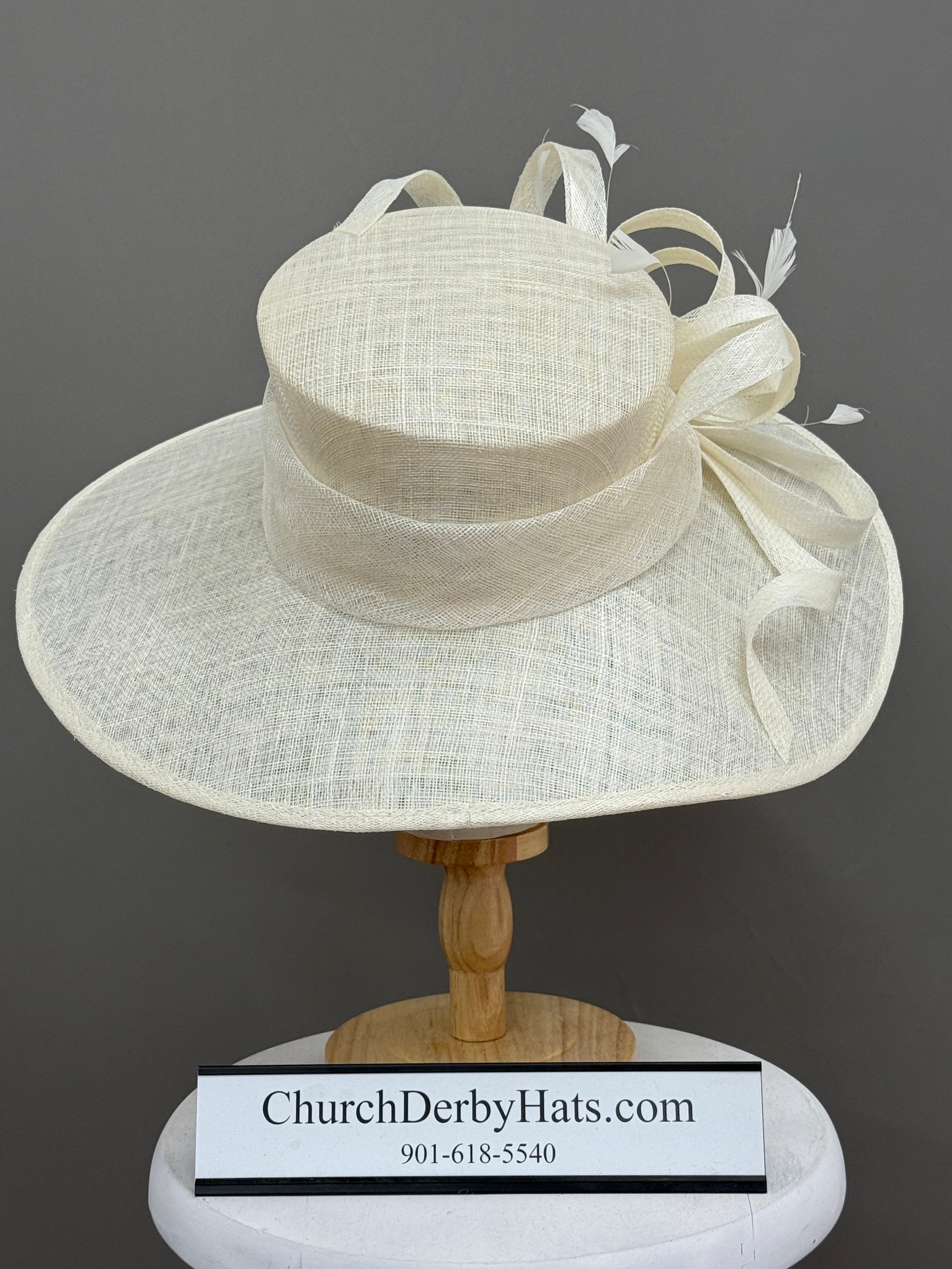 Bone Ivory Sinamay - Church Derby Hat