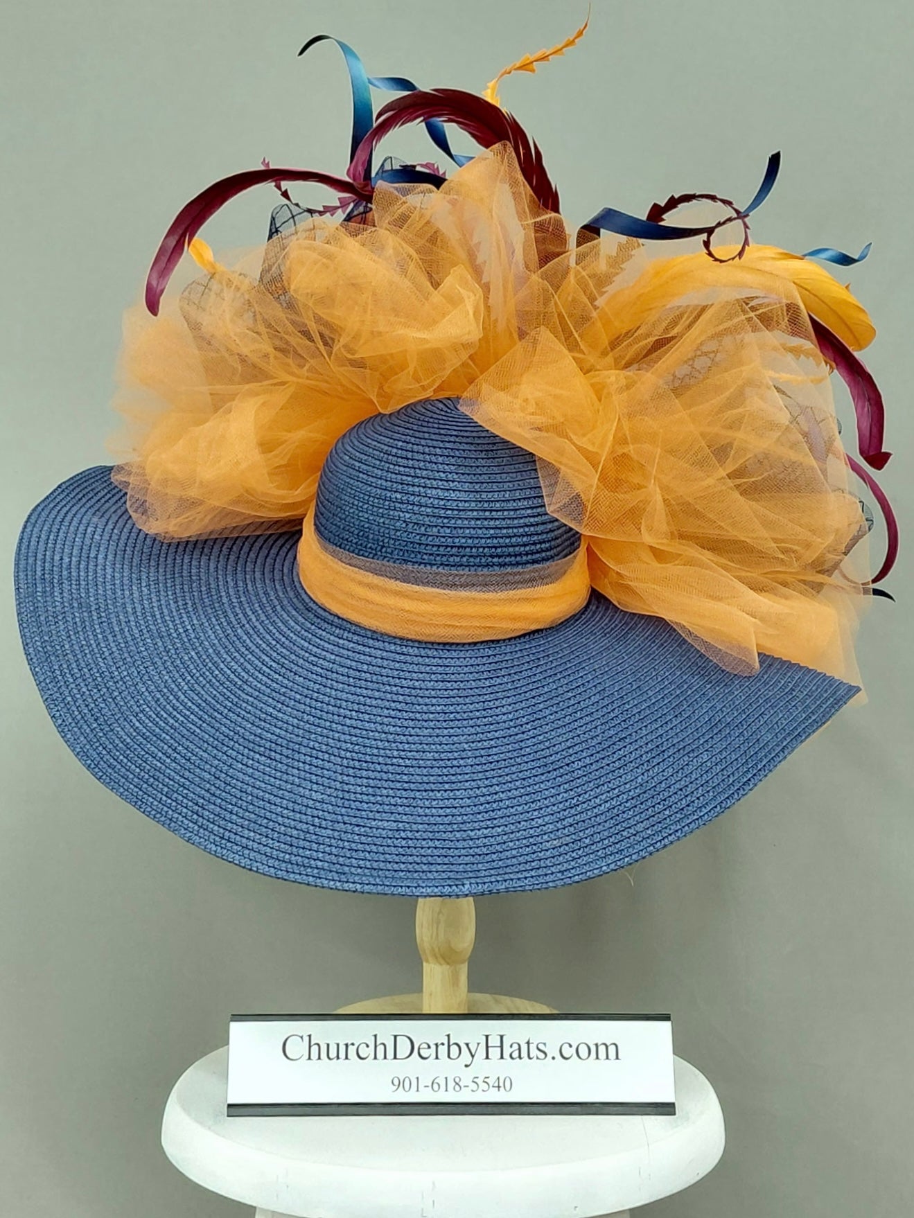 Diva Navy Orange - Kentucky Derby Hat