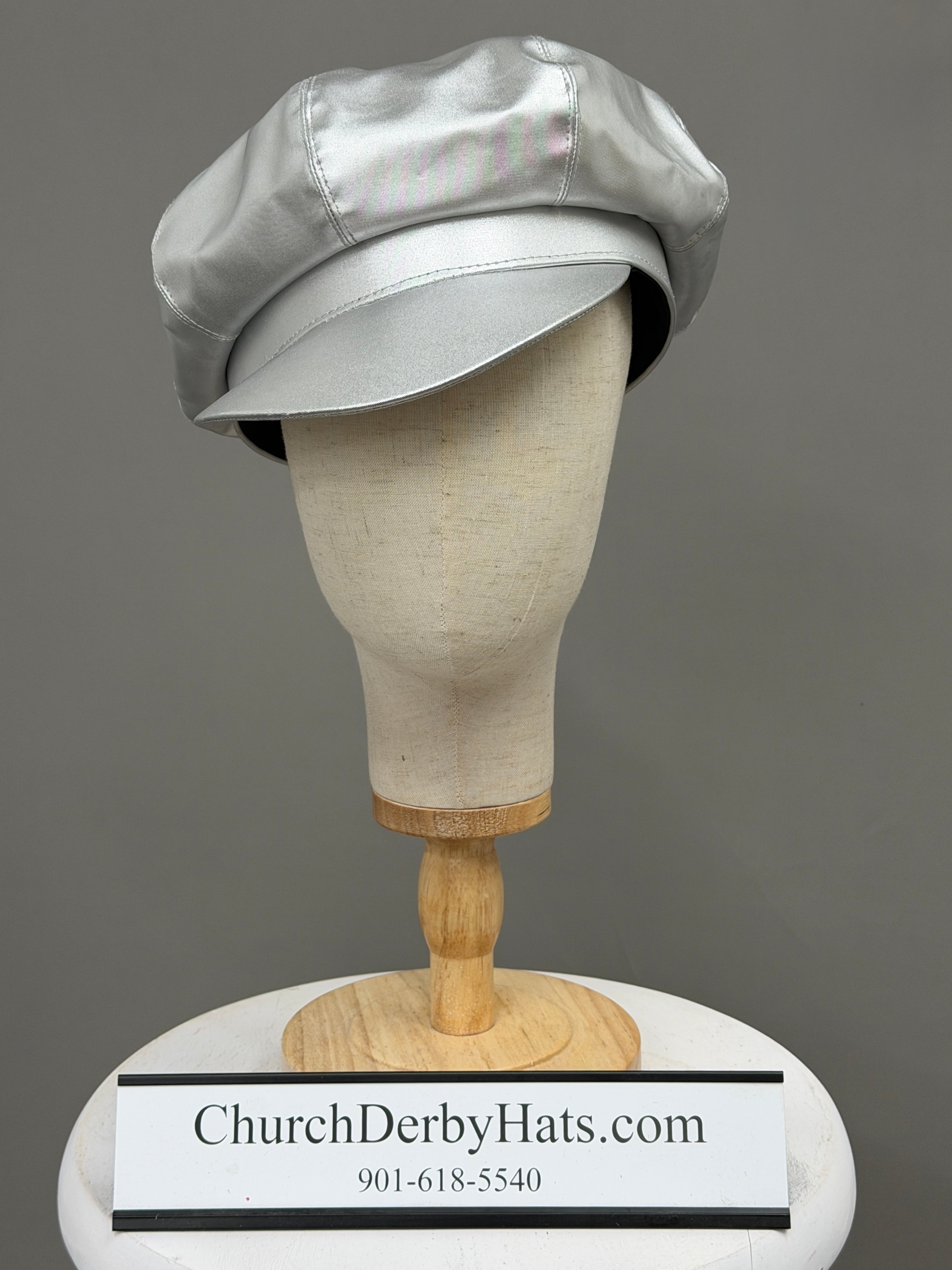 Metallic Silver Captains Church Hat