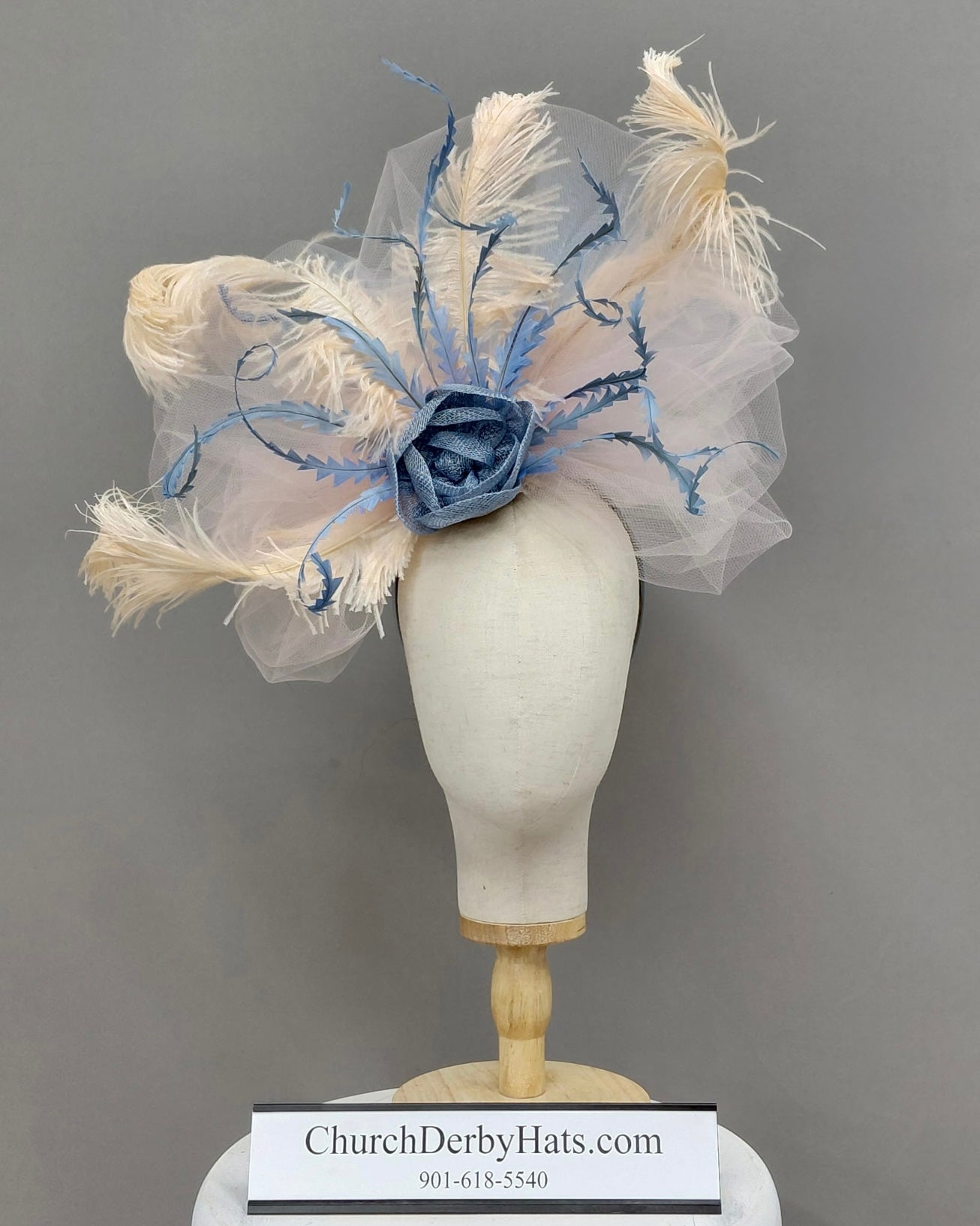 Periwinkle Blush - Kentucky Derby Hat Fascinator on Headband
