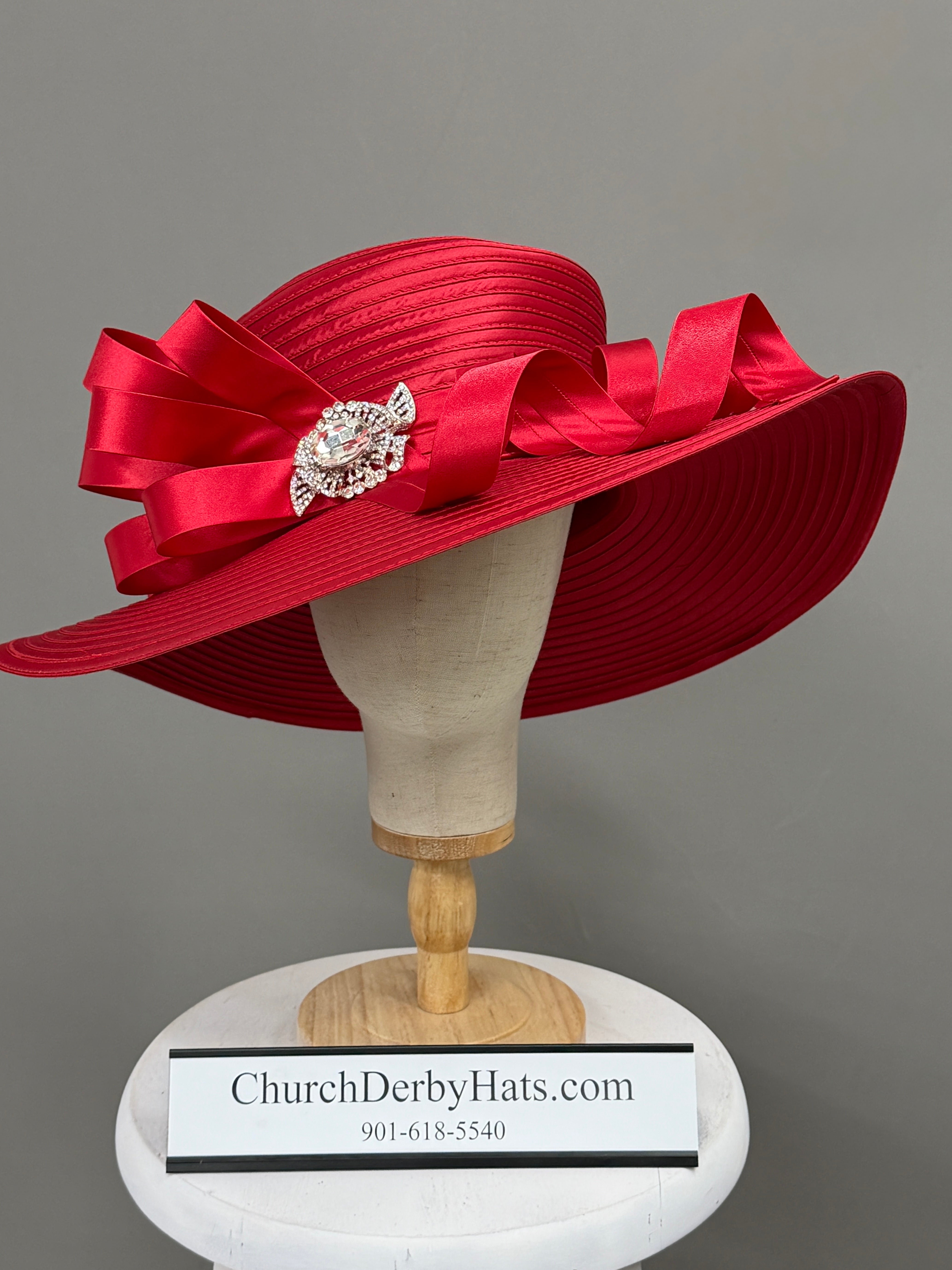 Red Satin Ribbon - Church Hat