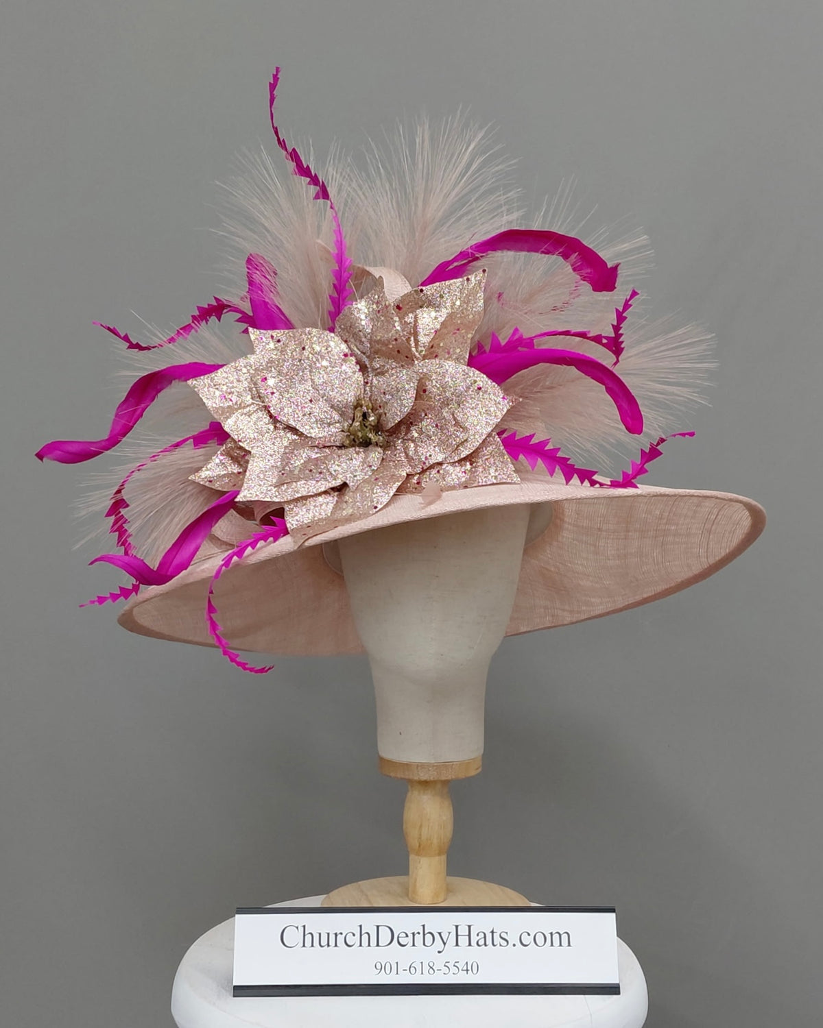 Blush Fuchsia Sinamay - Kentucky Derby Hat