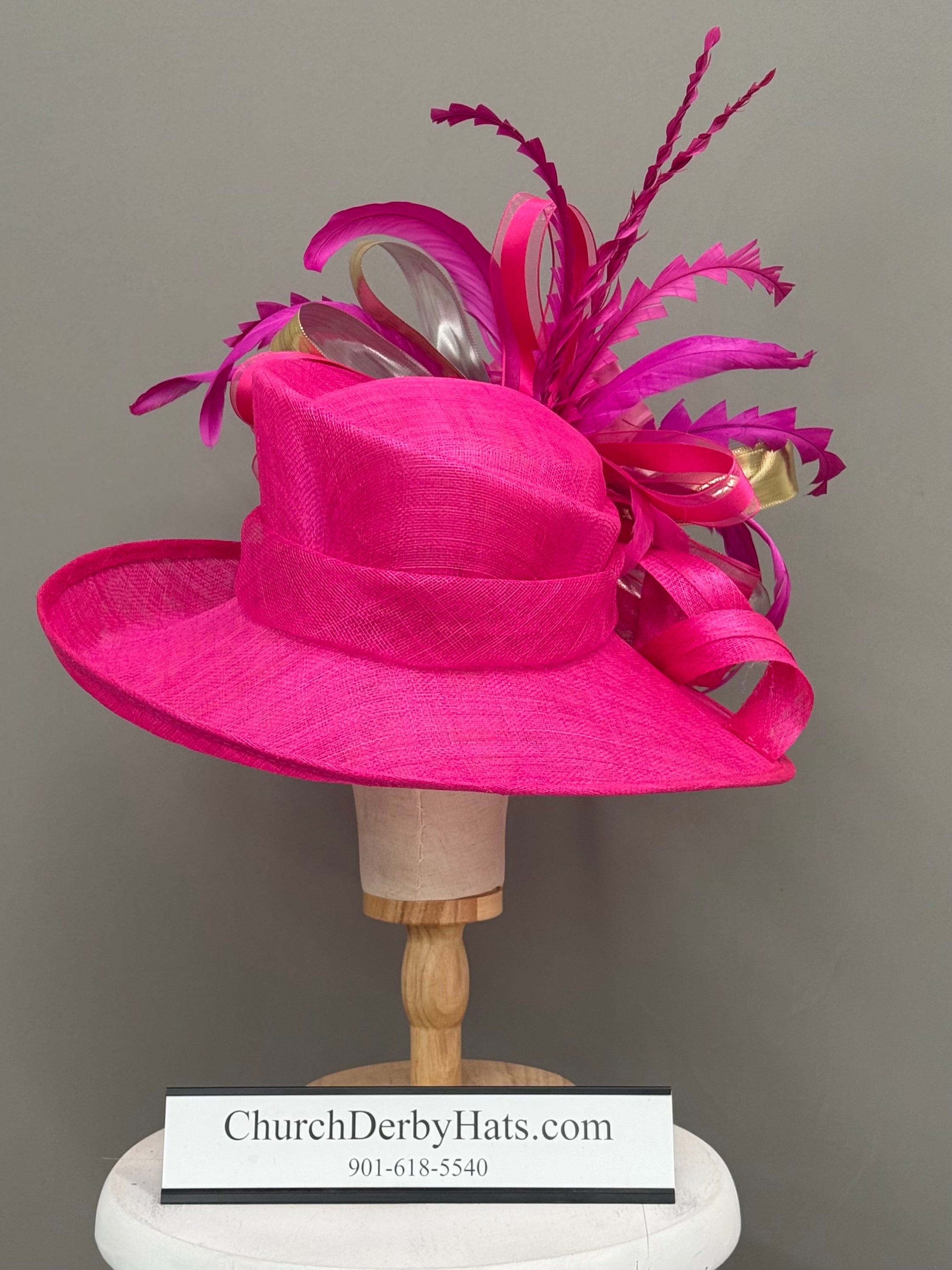 Stella Fuchsia Pink - Kentucky Derby Hat - Church Hat