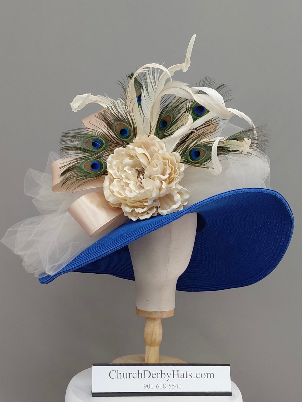 Prather Street - Royal Blue Ivory - Church Derby Hat