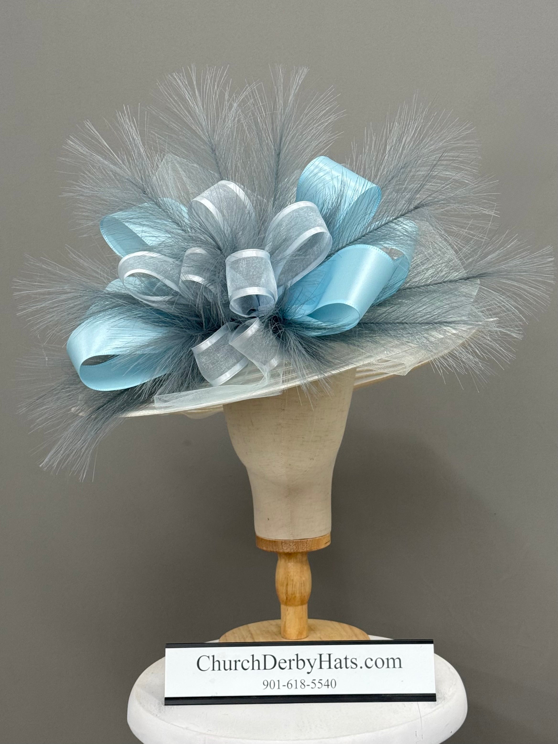 Sargon Blue Ivory - Kentucky Derby Hat - Church Hat