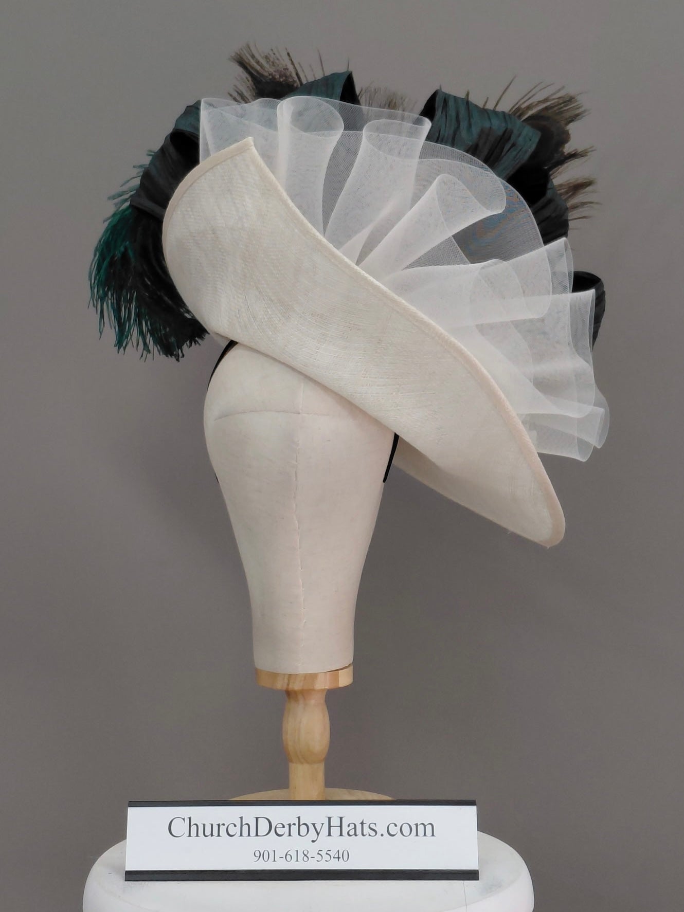 Emerald Ivory Fascinator - Kentucky Derby Hat - Church Hat