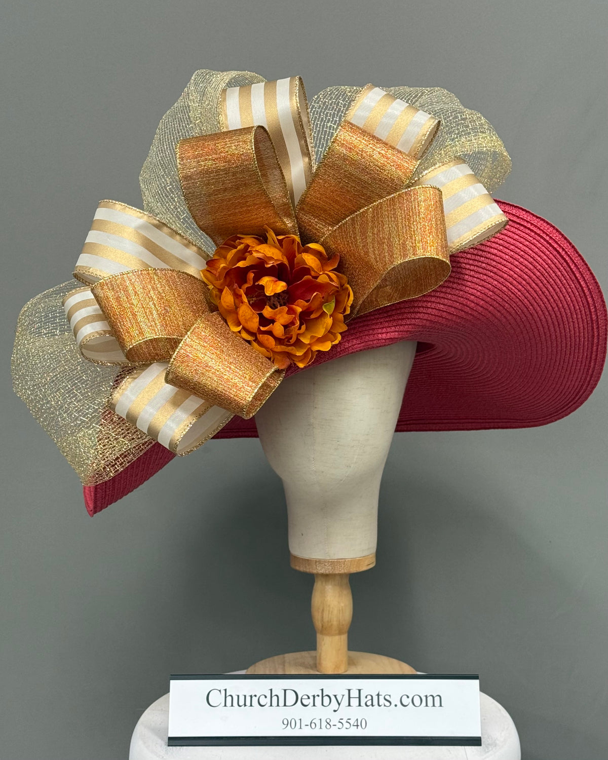 Marina Red Gold - Kentucky Derby Hat - Church Hat