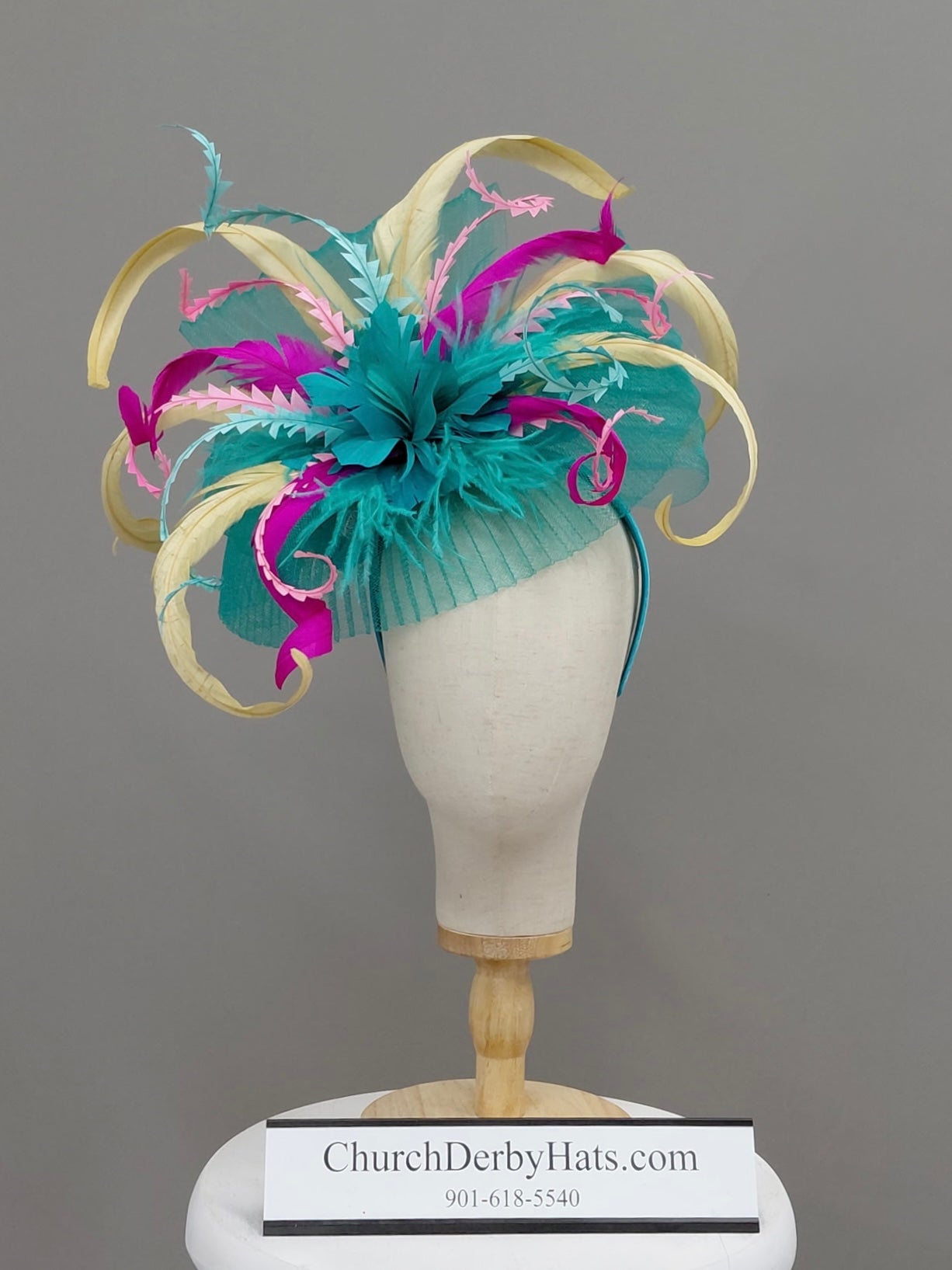 Turquoise Derby Fascinator - Church Derby Hat
