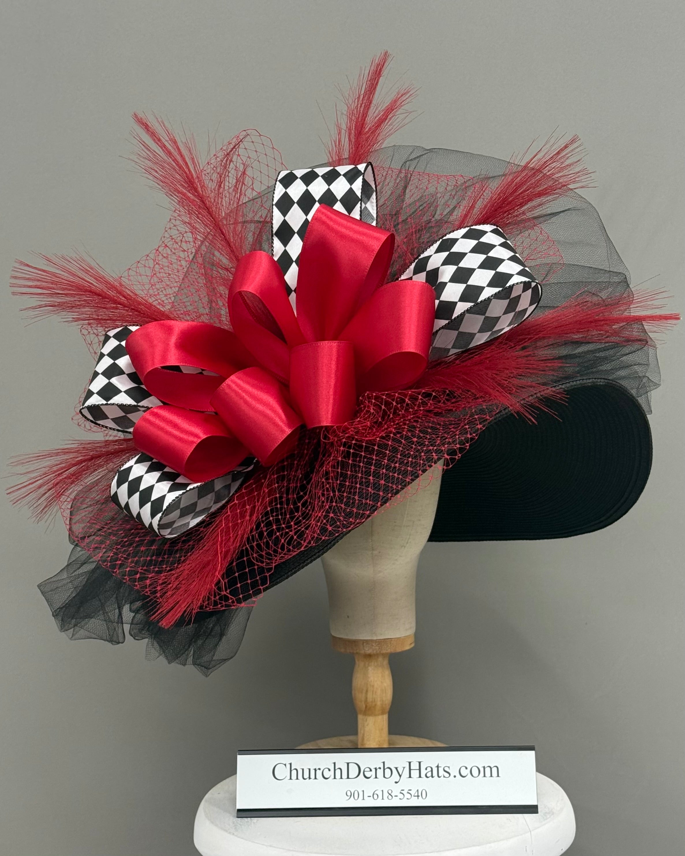 High Spades - Red White Black - Kentucky Derby Hat
