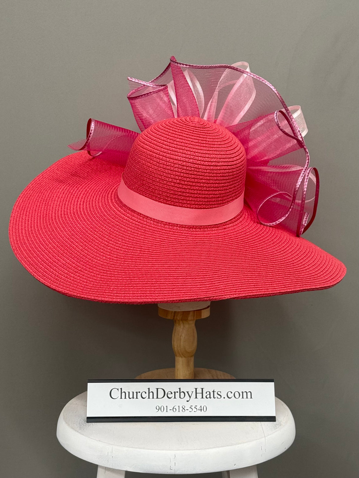 Heather Red Pink - Kentucky Derby Hat - Church Hat