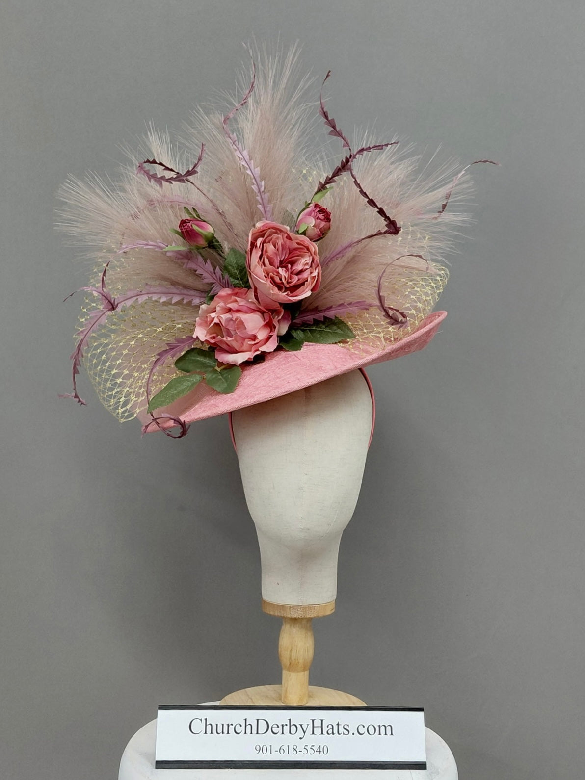 English Rose Fascinator on Headband