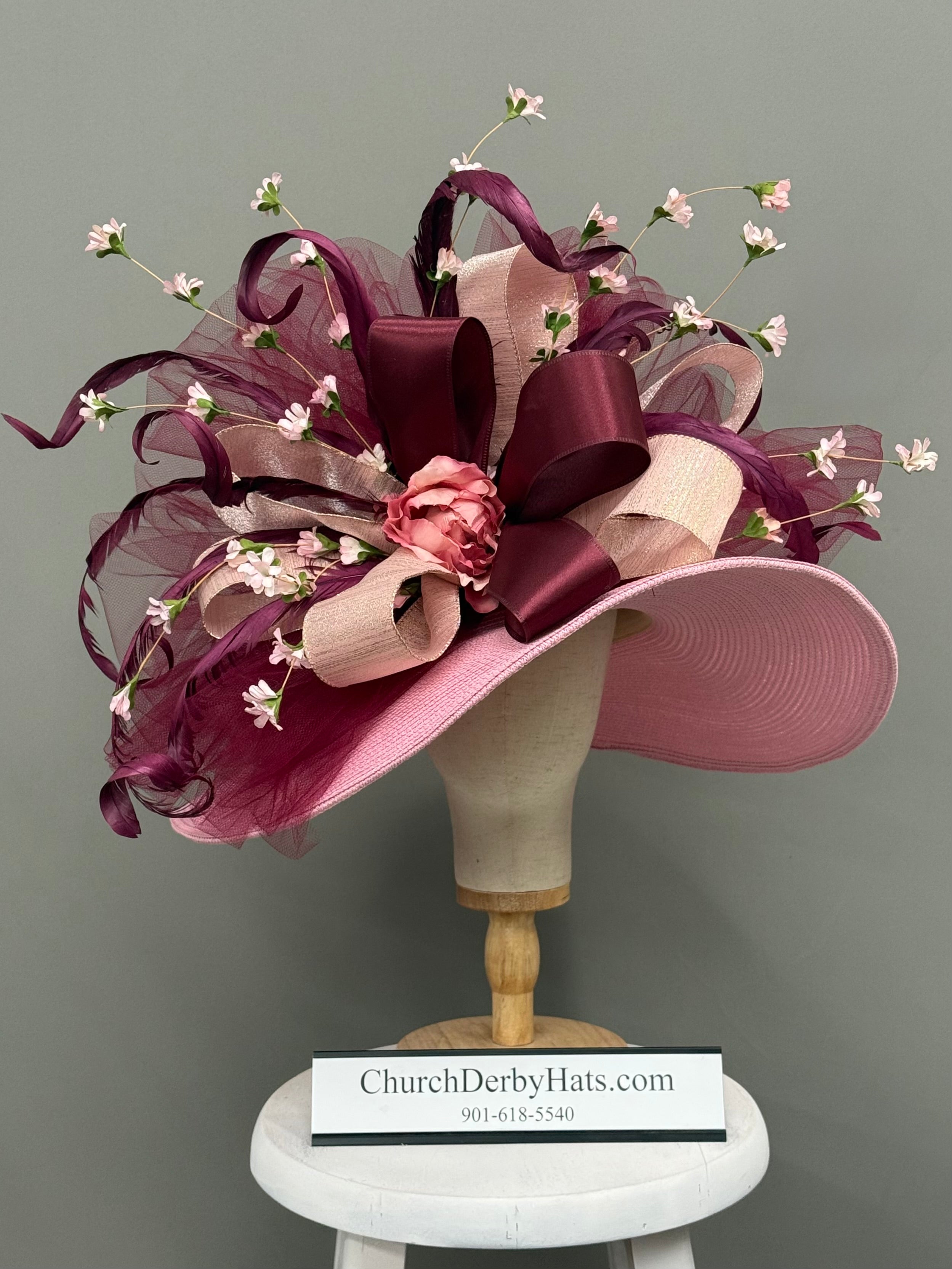 Lara Pink Wine - Kentucky Derby Hat