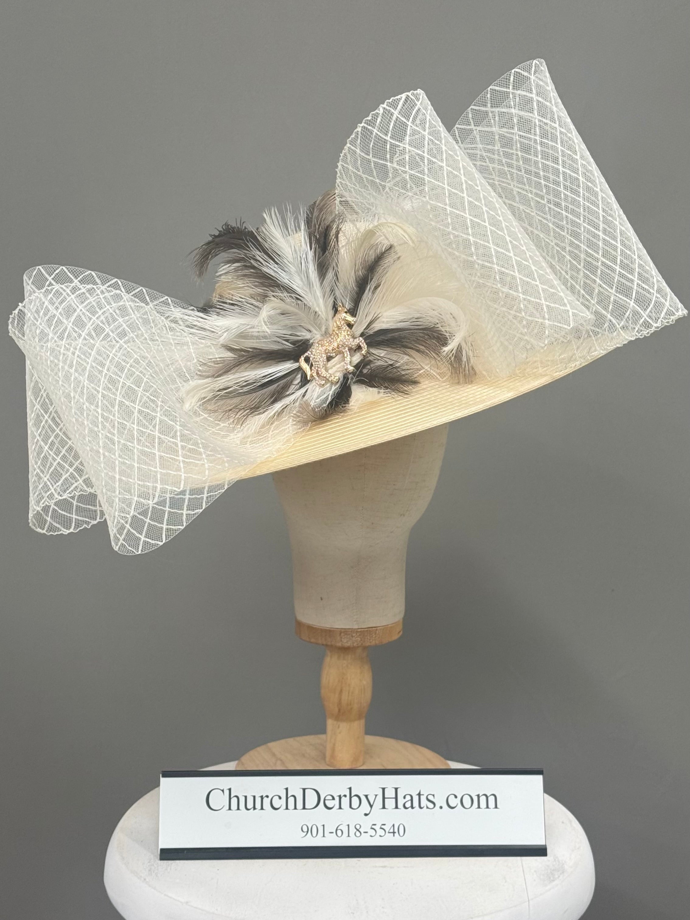 Gold Horse Brooch - Kentucky Derby Hat - Church Hat