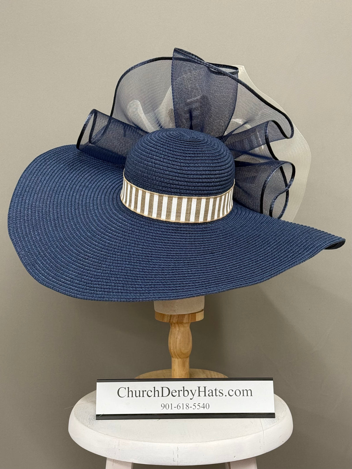 Wendy Navy Tan - Kentucky Derby Hat - Church Hat