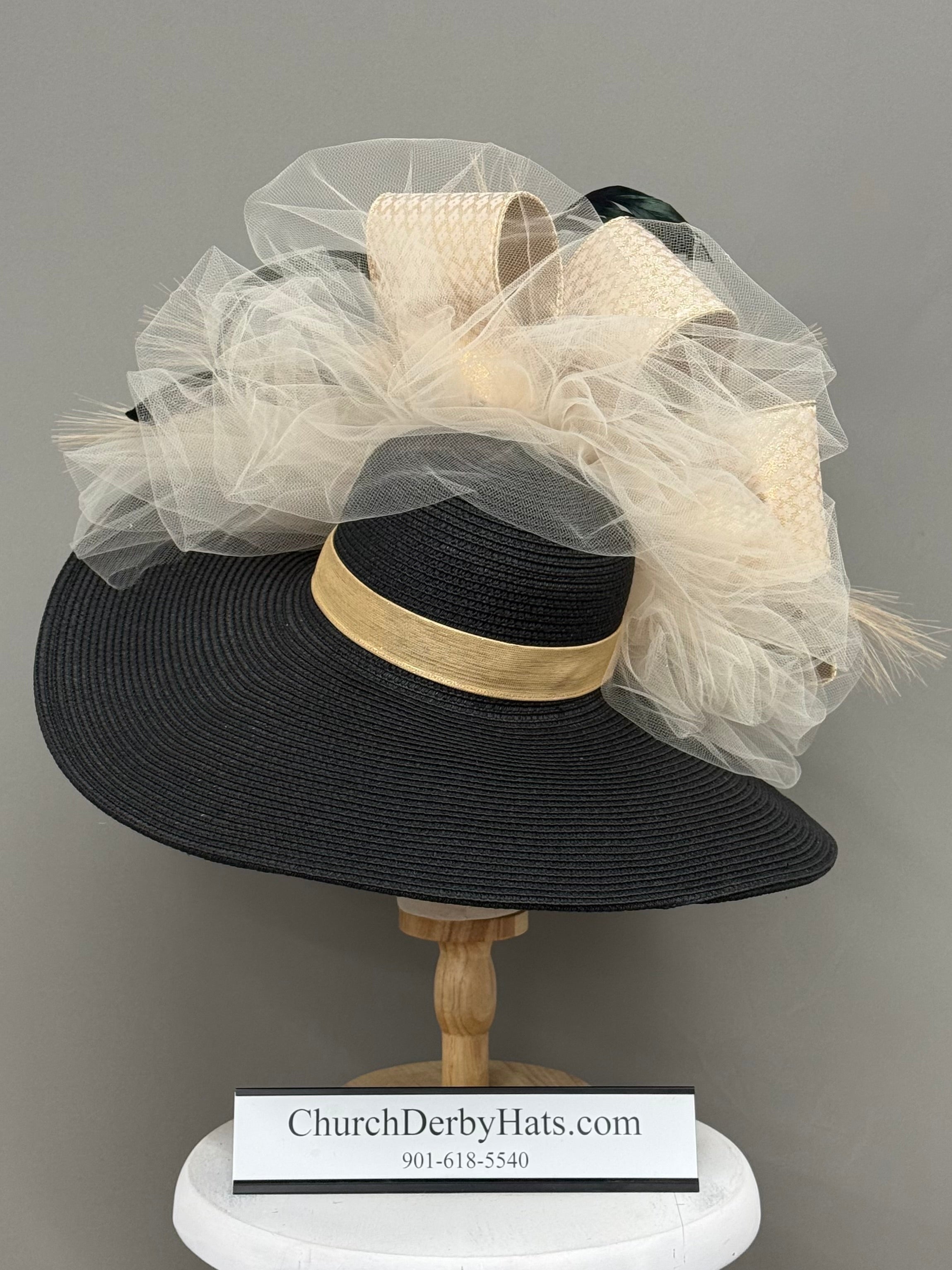 Edwina - Black Gold Kentucky Derby Hat
